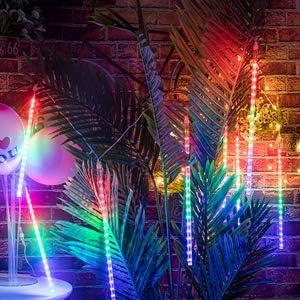 Christmas Meteor Shower Rain Lights, 10 Tube 12 Inch 240 LEDs Icicle Outdoor Raindrop for Xmas Halloween Wedding Party Tree Holiday Decoration, Colorful