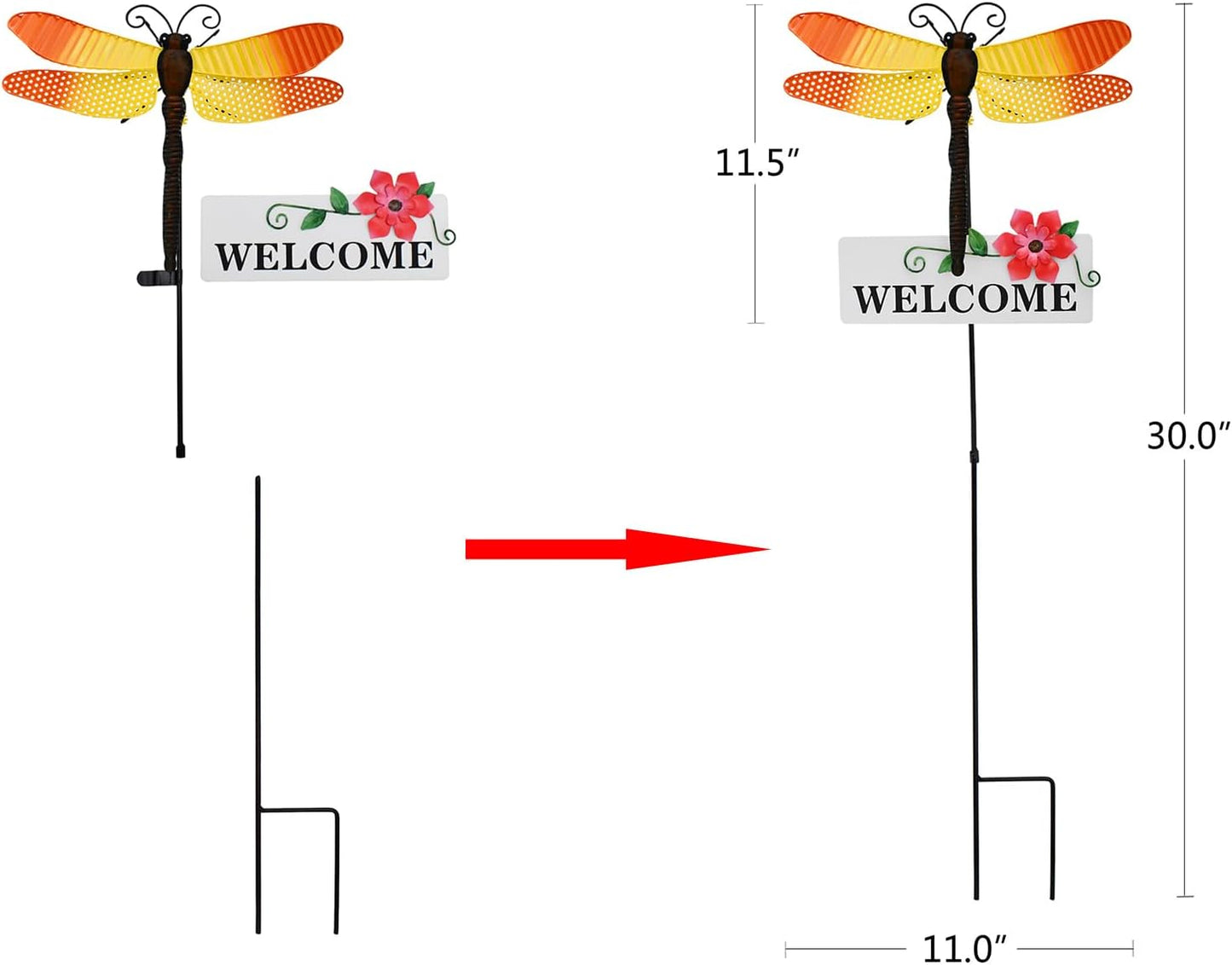 Veclotch Metal Butterfly Garden Stake,Rustic Butterfly Decorative Yard Stakes Metal Yard Art Ornaments Welcome Sign Outdoor Spring Garden Decor Patio Lawn Porch Pathway Decor (Dragonfly)