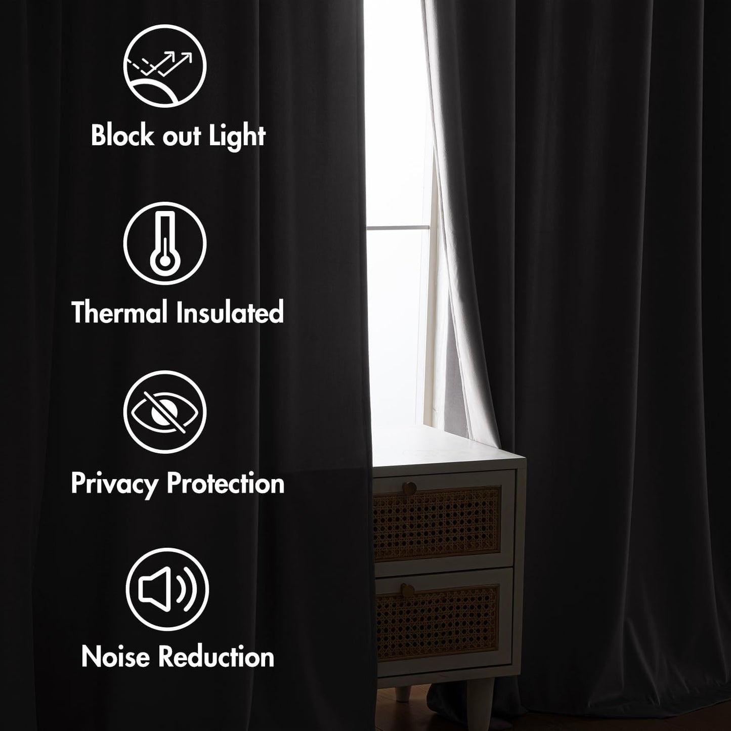 MIULEE Silver Gray Velvet Curtains 90 inches 2 Panels - Luxury Room Darkening Window Drapes for Bedroom Living Room Thermal Insulated Super Soft Blackout, Back Tab Rod Pocket Pinch Pleated, W52 x L90