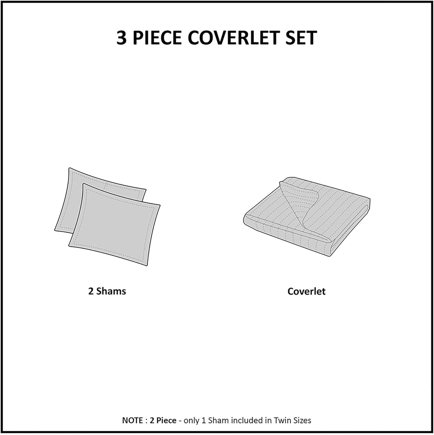 Woolrich Olsen Reversible Quilt Set - Cottage Styling Reversed to Solid Color, All Season Lightweight Coverlet, Cozy Bedding Layer, Matching Shams, Oversized Full/Queen, Geometric Plaid Blue 3 Piece