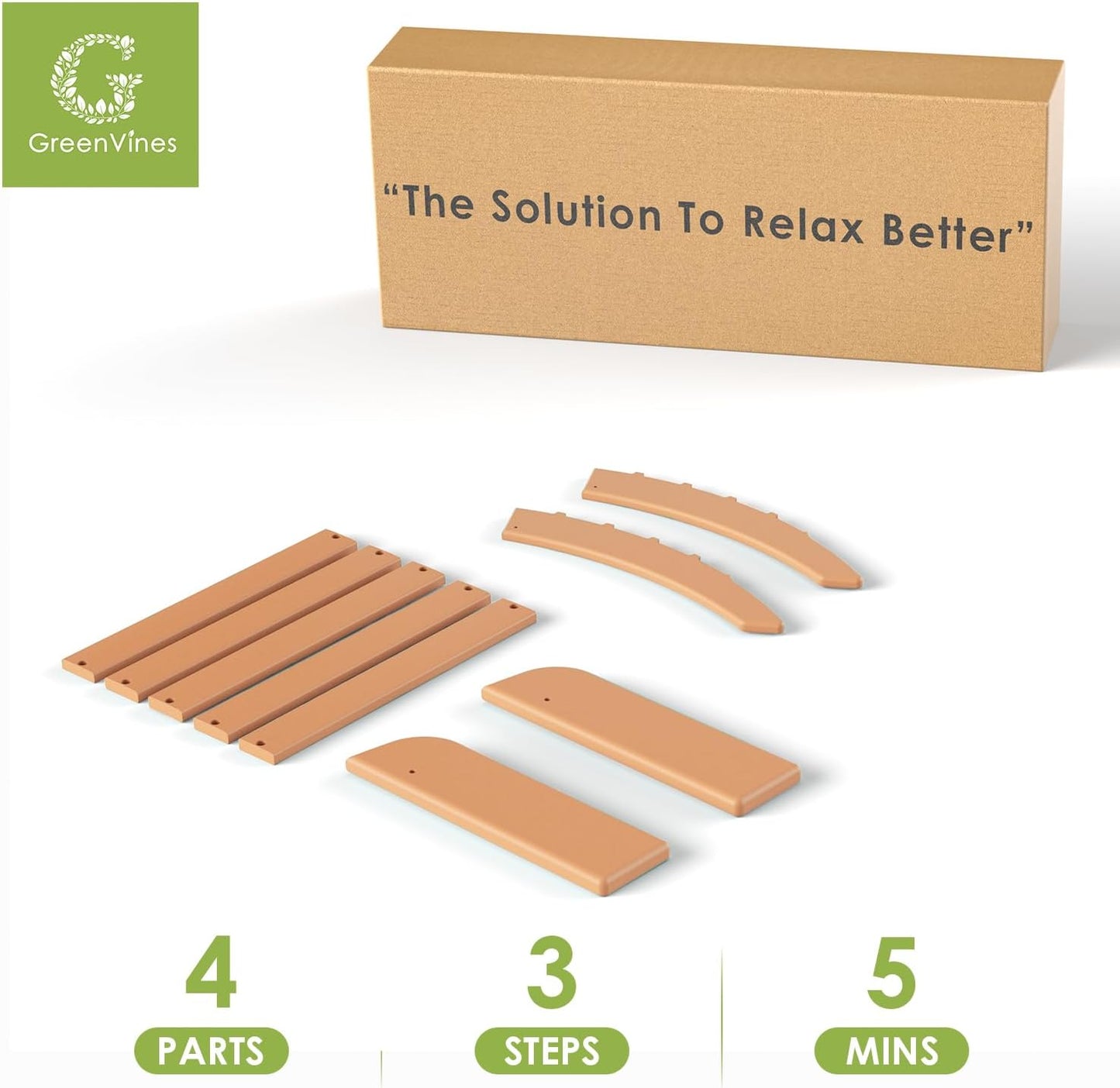 GREENVINES Adirondack-Ottoman | Set of 4 | HDPE Plastic | Outdoor Footrest | All Weather | Foot Rest | Foot Stool | Teak | for Adirondack Chair | for Patio Backyard Pool