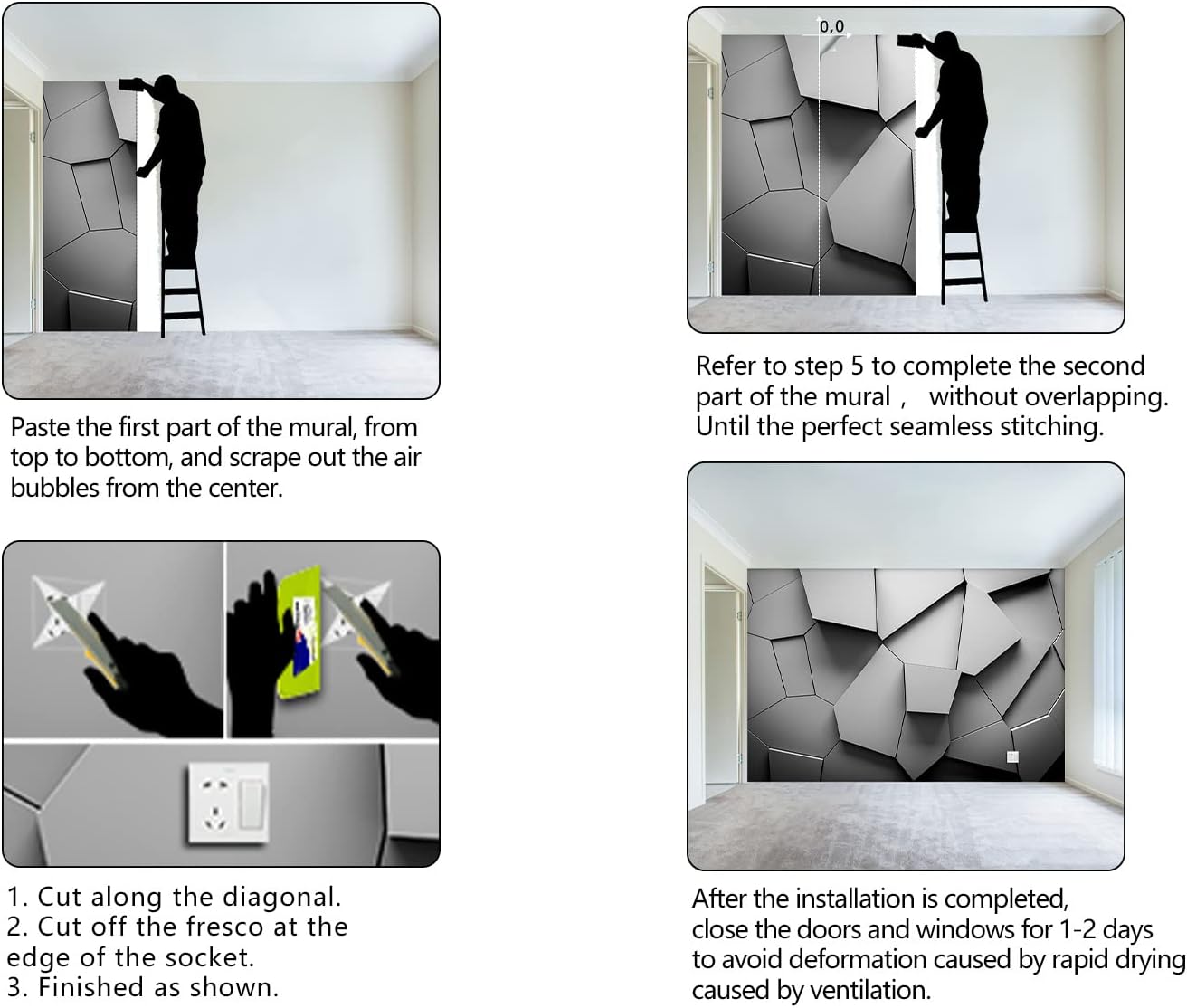 Grey Geometry wallpeper Living Room Bedroom Office Wall Mural - 137"x96"(Not Peel and Stick)