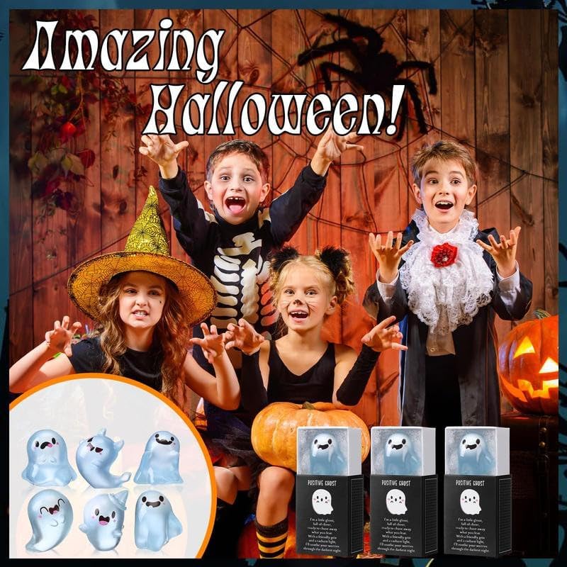32 Sets Halloween Mini Ghost Figures with Box, Glow in The Dark Mini Resin Ghosts, Luminous Ghost Miniature Resin Figurines for Halloween Party Favors (1PCS C)
