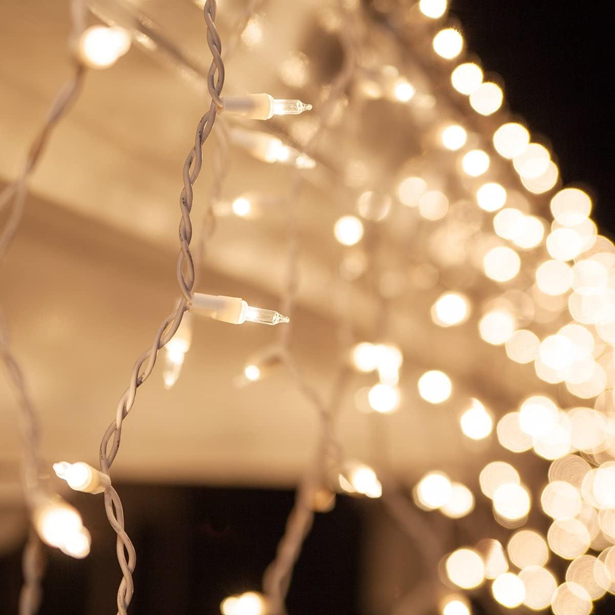 8.5 ft 150 Clear Icicle Lights - White Wire, Indoor/Outdoor Christmas Icicle Lights