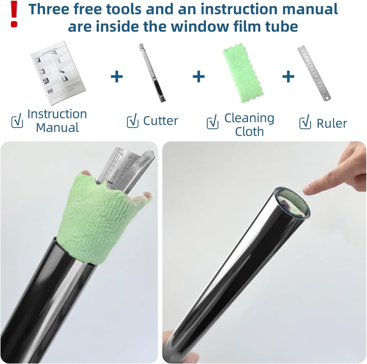 DUOFIRE One Way Window Film Privacy See Out Not in Heat Blocker Window Tint Reflective Mirror Windows Tinting Film for Home Static Cling Anti-UV Sun Blocking Windows Covering(Black, 23.6x78.7in)