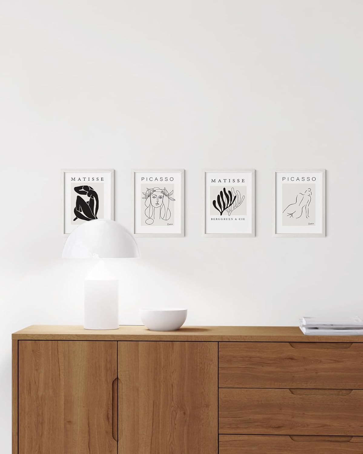 HAUS AND HUES 6x8 White Oak Wooden Picture Frame - Set of 4 6x8 Poster Frame - Premium Oak, Vertical Hang, Shatterproof Plexiglass - Ideal for Home, Room, Office (6x8-inch, White, Set of 4)