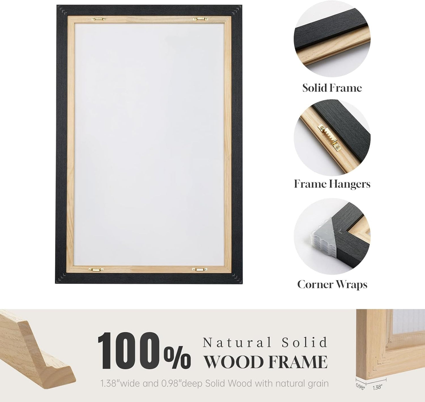 Large Framed Abstract Nature Landscape Wall Art for Living Room, 3 Piece Modern Canvas Prints Paintings Artwork for Walls, Blue Watercolor Lake Mountain Pictures for Hallway Office Wall Decor 24x36 In