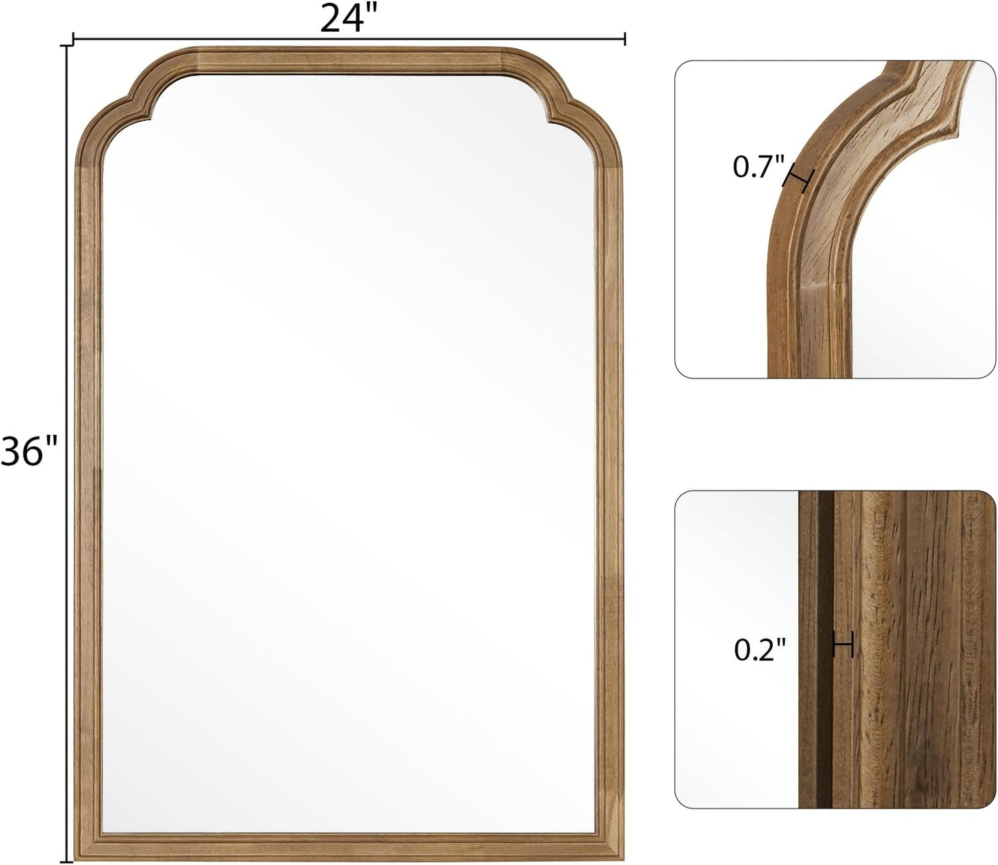 WallBeyond Wood Bathroom Mirrors for Wall Mounted, 24" x 36" Rustic Wood Frame Wall Mirrors Decorative for Living Room or Bedroom Vanity Mirror, Honey-Colored