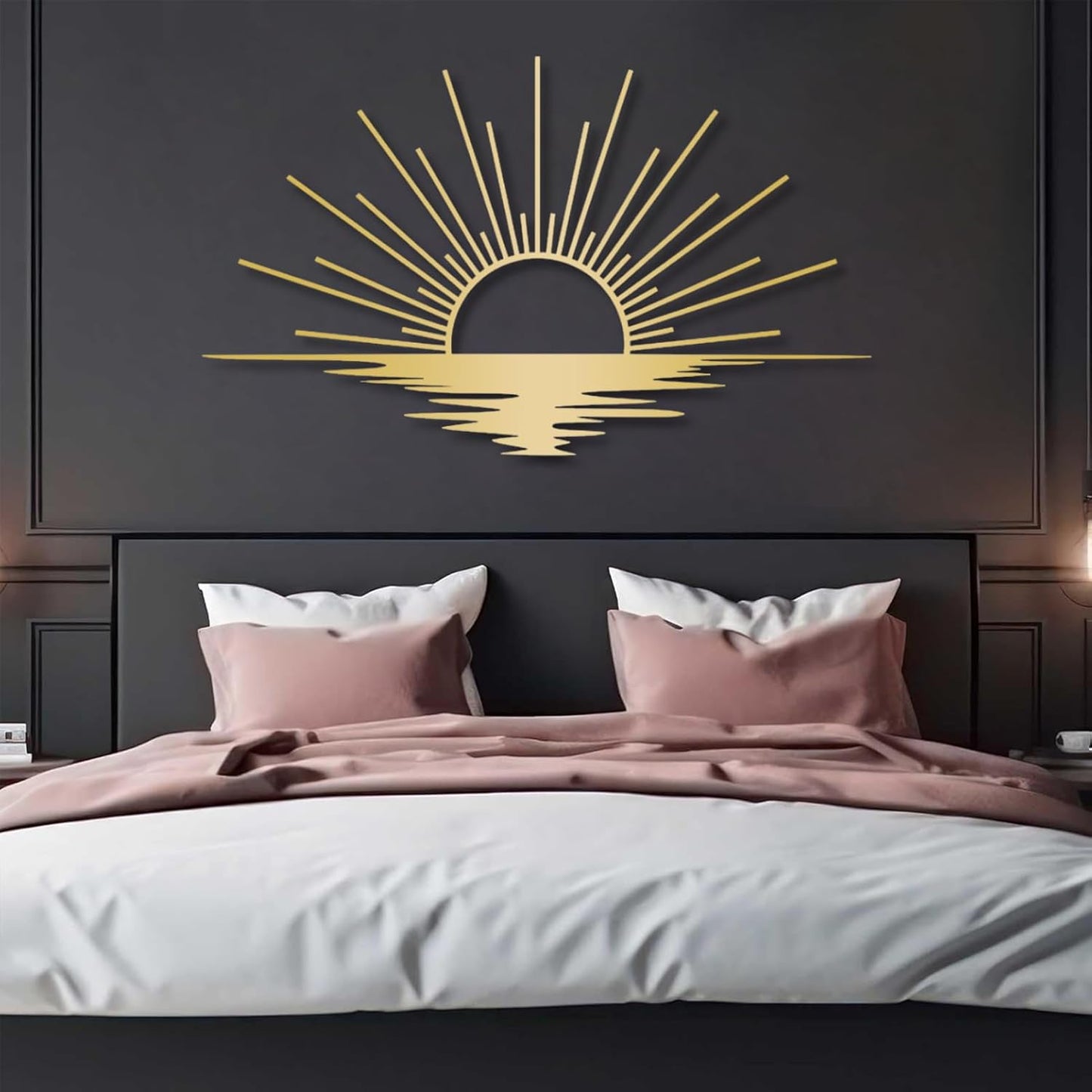 Sunrise Metal Wall Art, Metal Sun Wall Decor, Metal Sun Outdoor Decor, Large Metal Sun Wall Art, Sun Wall Art, Boho Sun Wall Art, Sunshine Metal Sign, Living Room Bedroom Wall Hangings (Silver, 39"x 23"| 100x59cm )