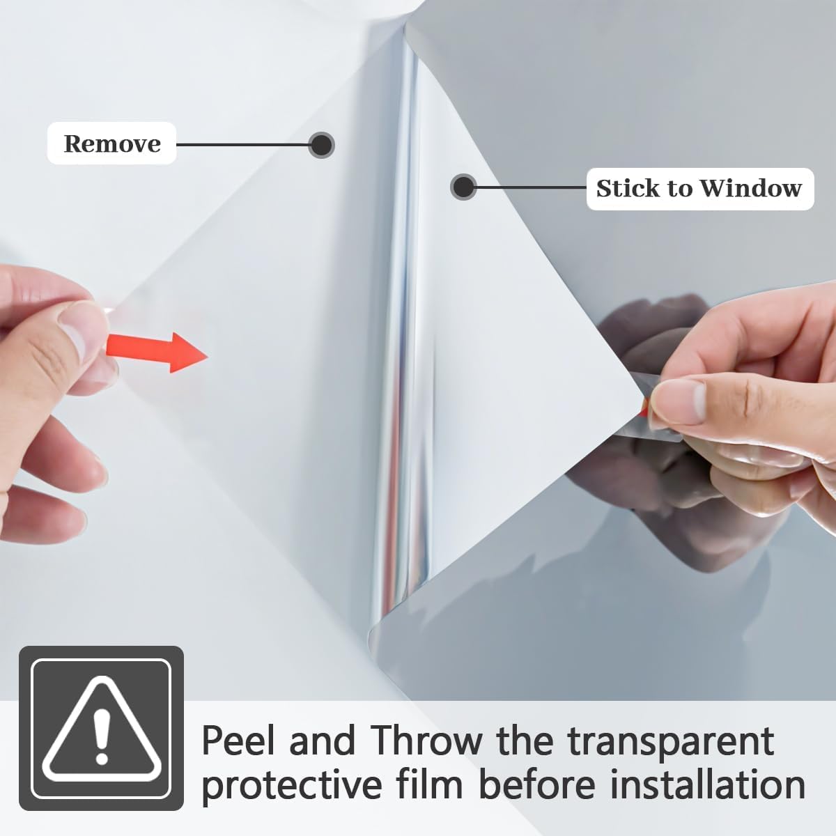 Niviy One Way Privacy Window Film See Out Not in 23.6 x 118 Inch Window Tint for Home Heat Blocking Anti UV Glass Door Mirror Reflective Window Film for Home Office, Silver