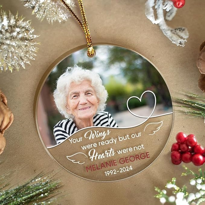 Personalized Memorial Grandma Christmas Custom Photo Acrylic Ornament 2024 for Christmas in Heaven Remembrance Grandma Sympathy Gift