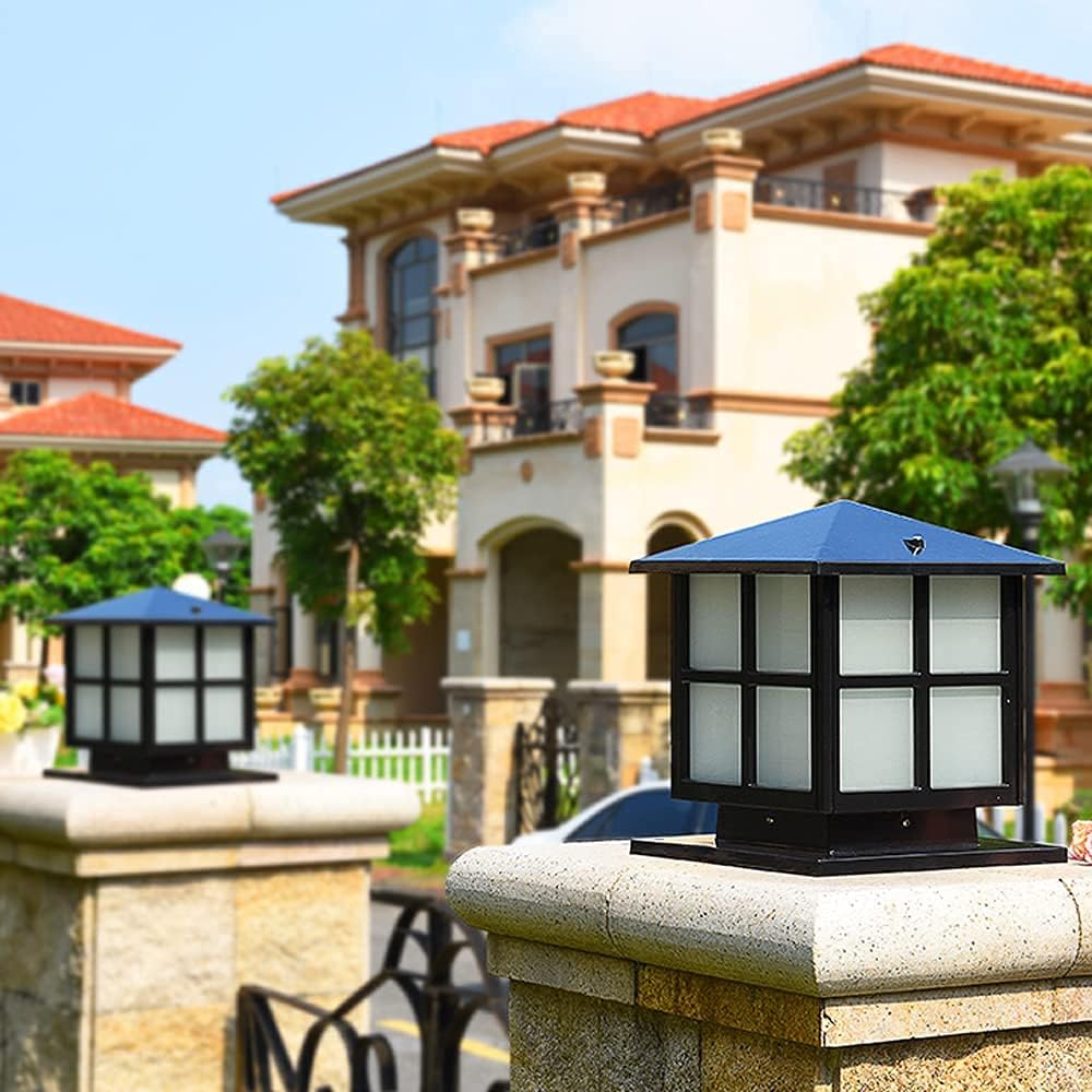 SLAWA Outdoor Post Lights Fixture, Modern Yard Entry Outdoor Column Lights with Aluminum Housing, Patio Pillar Lights Outdoor with Tempered Glass, IP65 Waterproof