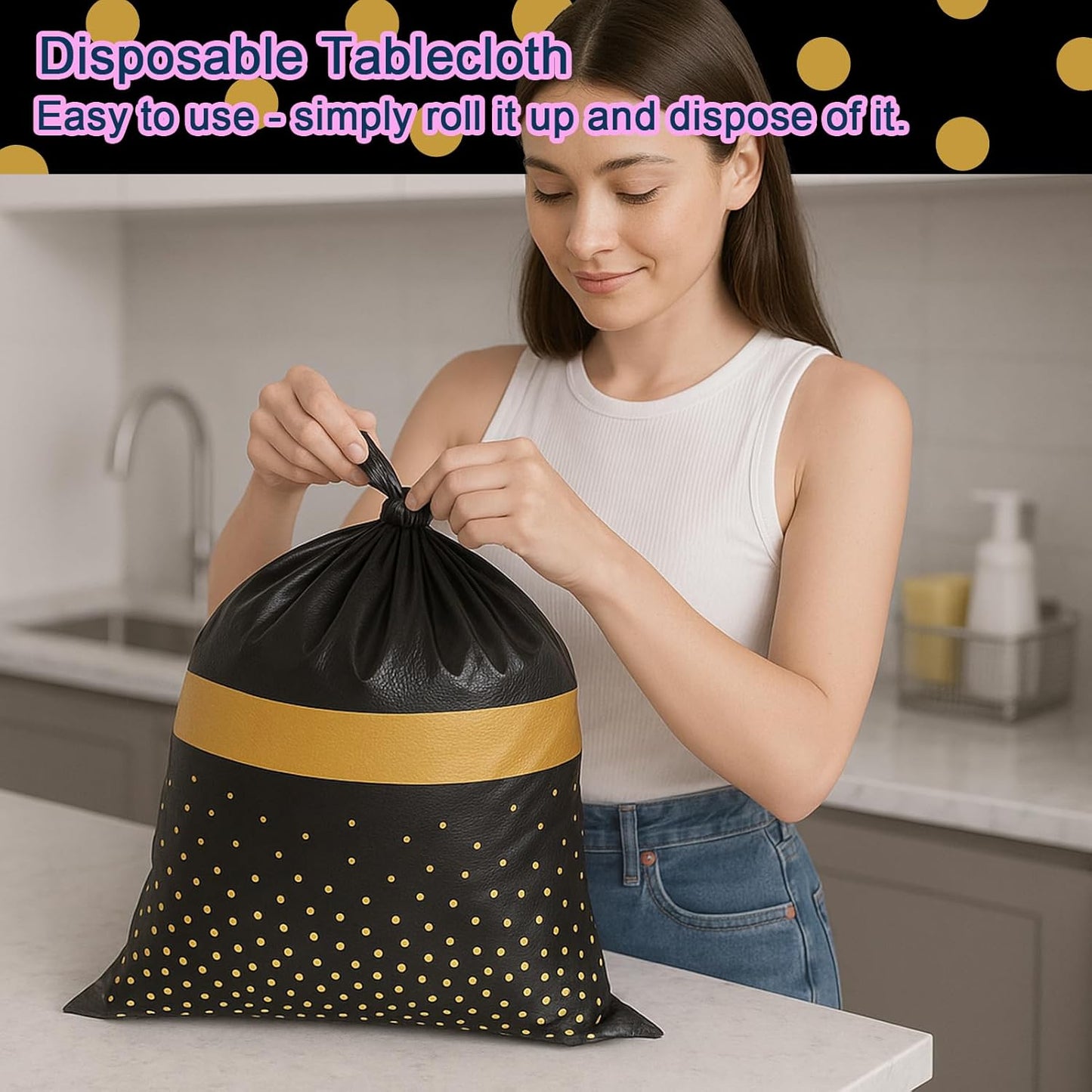 6Pcs Graduation Tablecloth,Graduation Decorations 2025,Black and Gold Retirement Party Decorations for Rectangle Tables,54"x108" Disposable Plastic Table Cloth for Congrats Grad Party Birthday Wedding