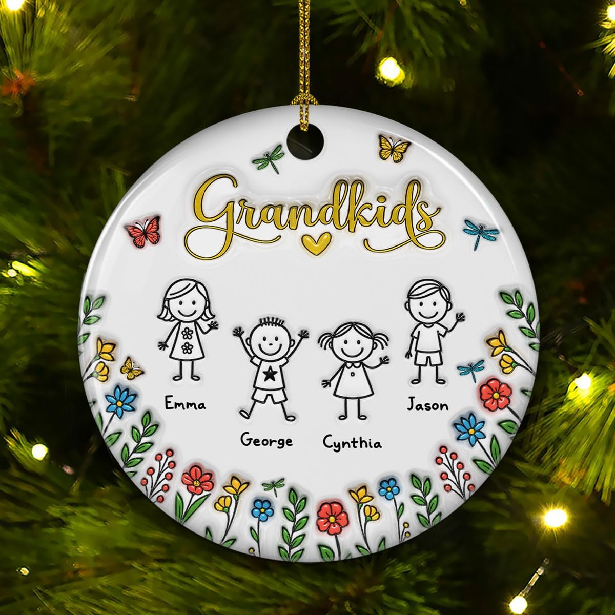Grandkids Personalized Ceramic Ornament β Custom Christmas Tree, Grandkids Holiday Keepsake, Personalized Ornament