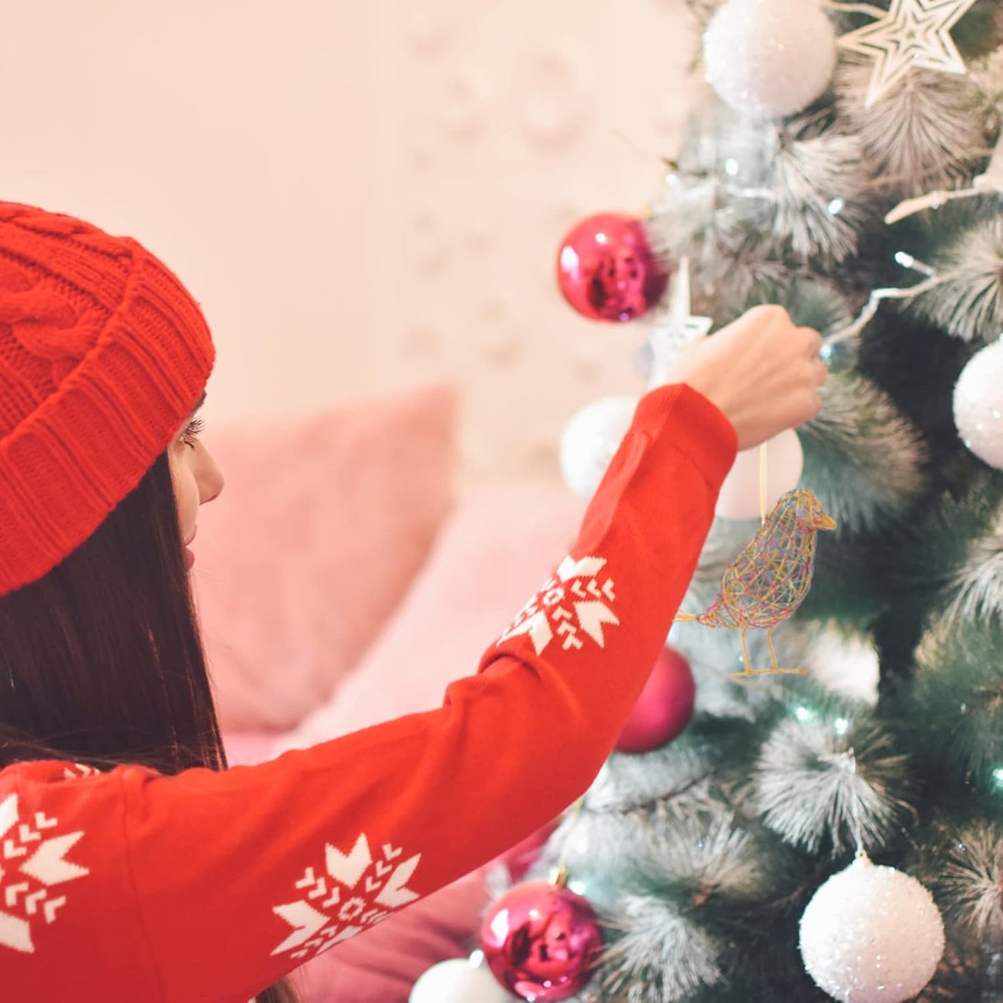 Modern Table Decor Set of 3 - Handmade Metal Bird Sculptures with Colorful Wire Weaving, Multi-Pose Rustic Home Accent & Christmas Tree Ornaments