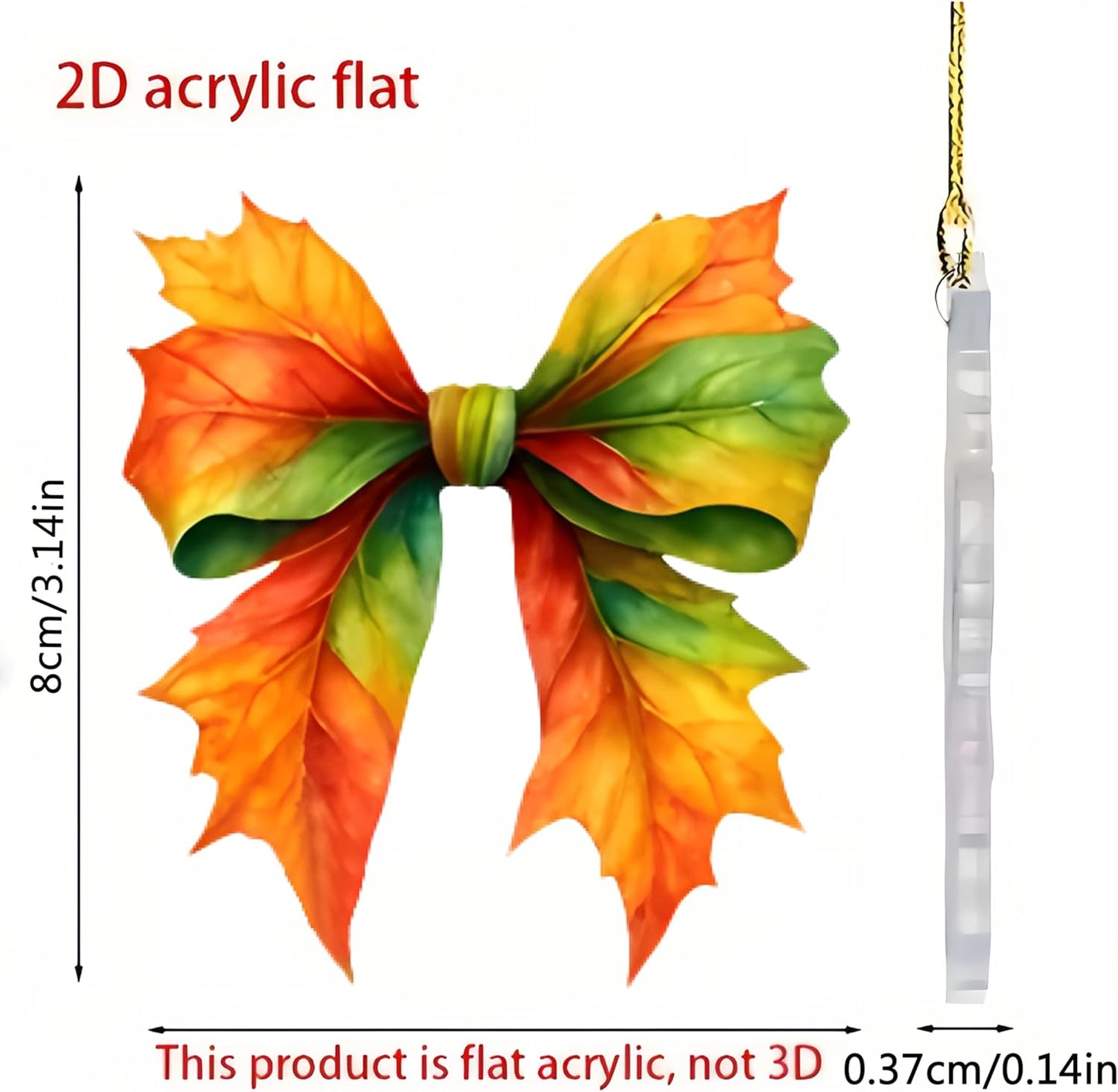 8 Pcs Fall Tree Ornaments Decoration Autumn Leaf Hanging Ornaments 2D Flat Acrylic Pendants Bow Shape Maple Leaf Designs Hanging Ornaments for Home Autumn Festival DIY Craft Supplies Decor