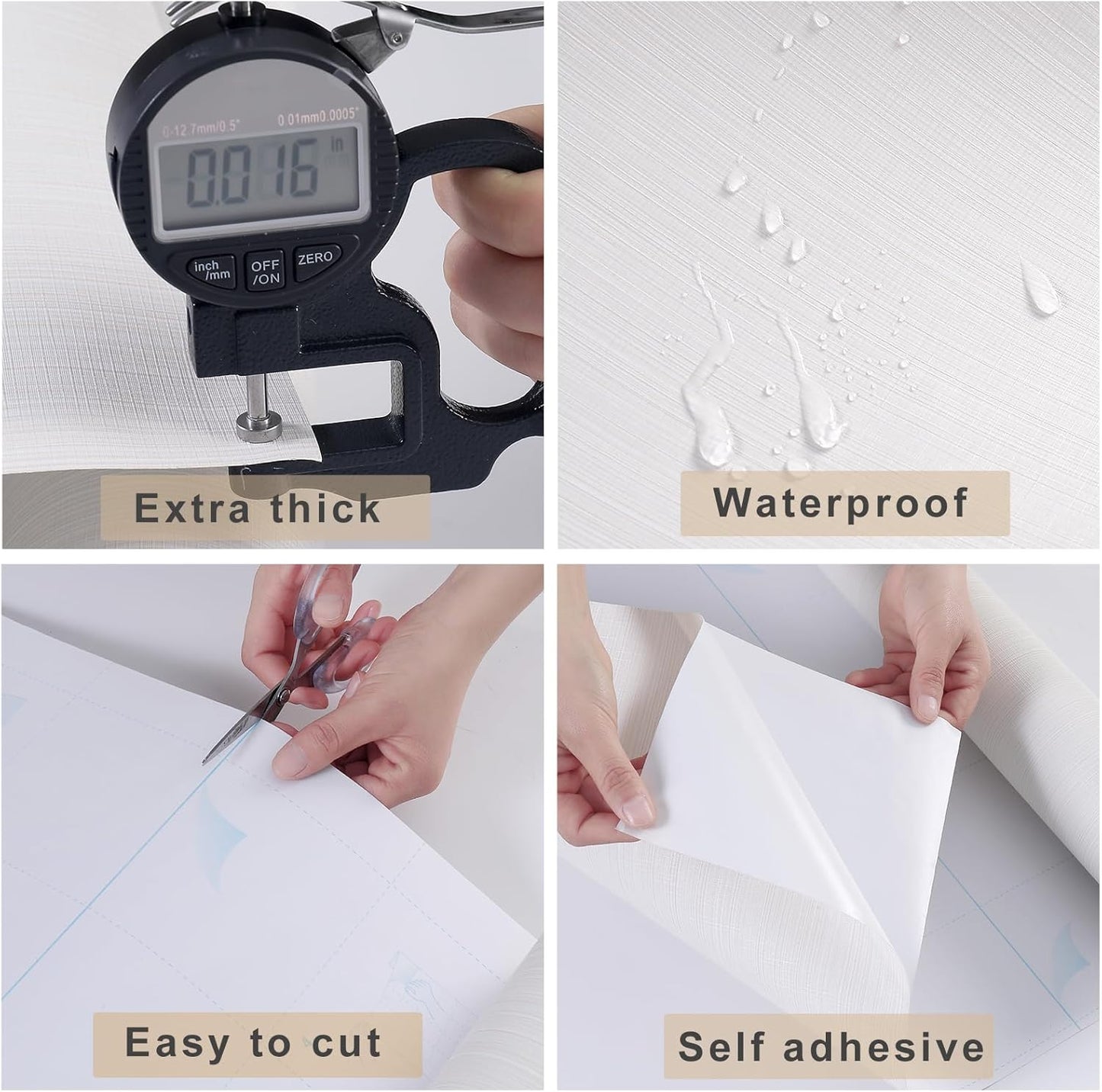 Grasscloth Peel and Stick Wallpaper 20.8"x394" Multi-Cream Thick Fabric Textured Linen Classic Faux Grassweave Neutral Removable Wallpaper Vinyl Film Roll for Home Use