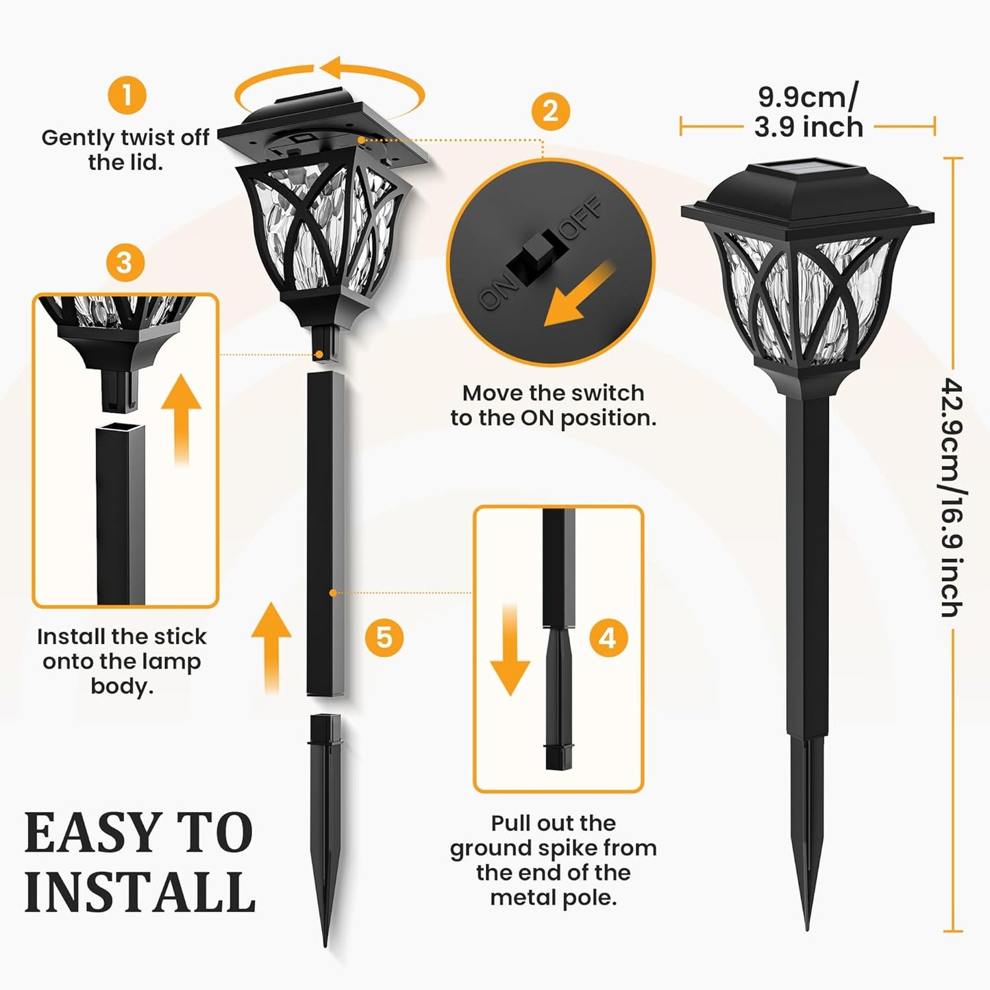 GIGALUMI Solar Lights Outdoor Waterproof, 8 Pack LED Solar Garden Lights, Outdoor Decorations, Garden Decor for Yard, Patio, Landscape, Planter, Walkway (Warm White)