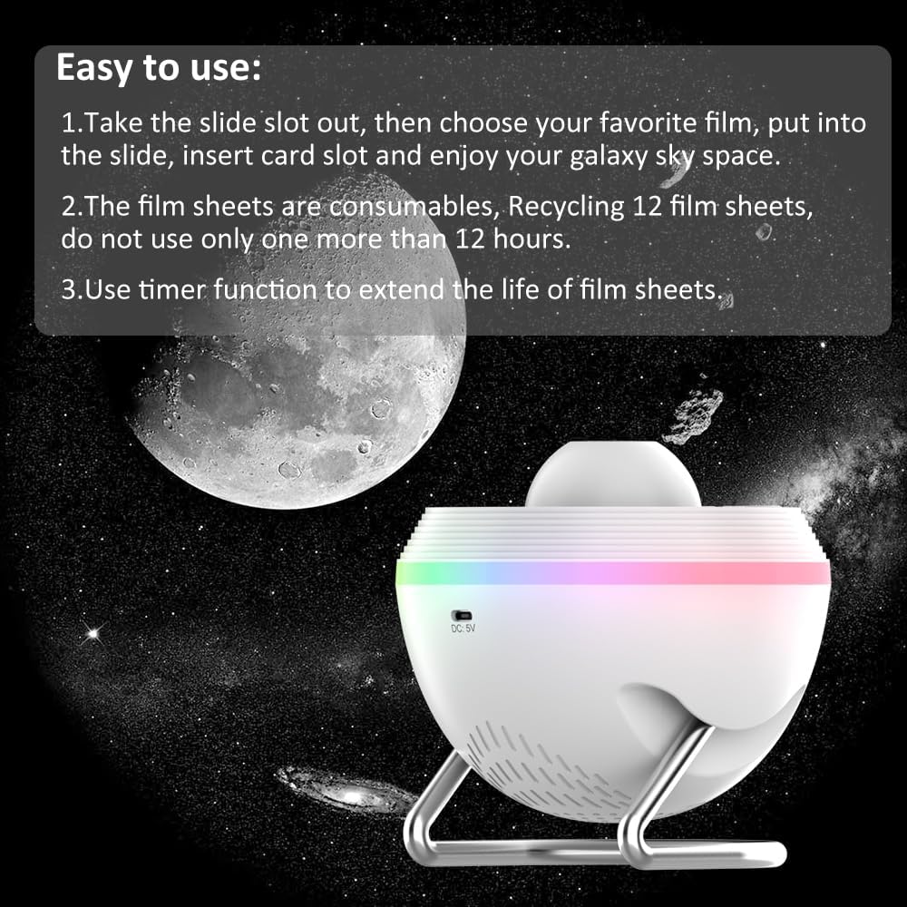 Elec3 Planetarium Star Projector, Meteor Galaxy Projector for Bedroom with 12 Slides Discs, Multicolor Light Effects, Nebula Projector Lamp Starry Sky Night Light Projector for Kids Teens Adults