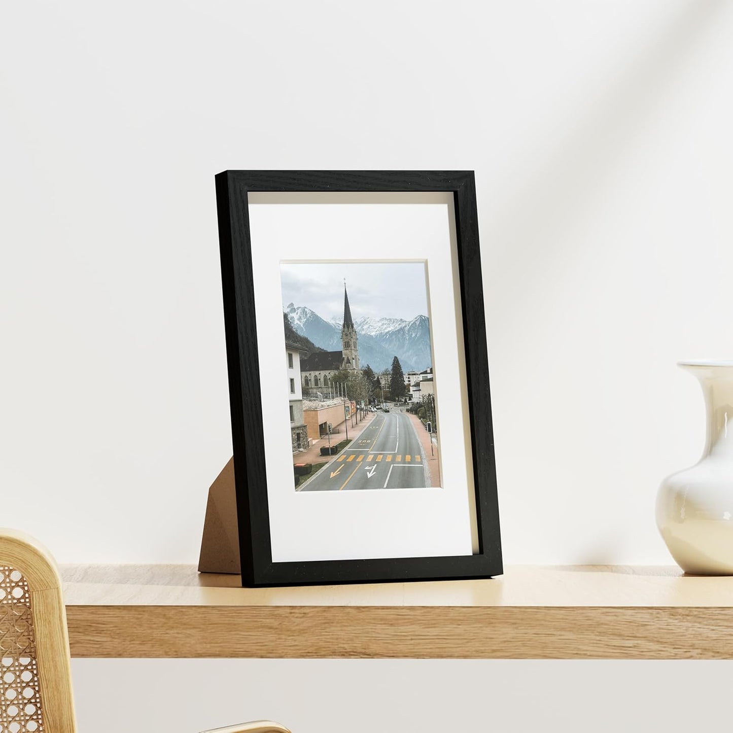 Vittanly 8x12 Picture Frames Set of 9, Shatter Resistant Plexiglass, Display 6x8 Pictures with Mat or 8x12 without Mat, Photo Frames for Wall or Tabletop, Engineered Wood, Black