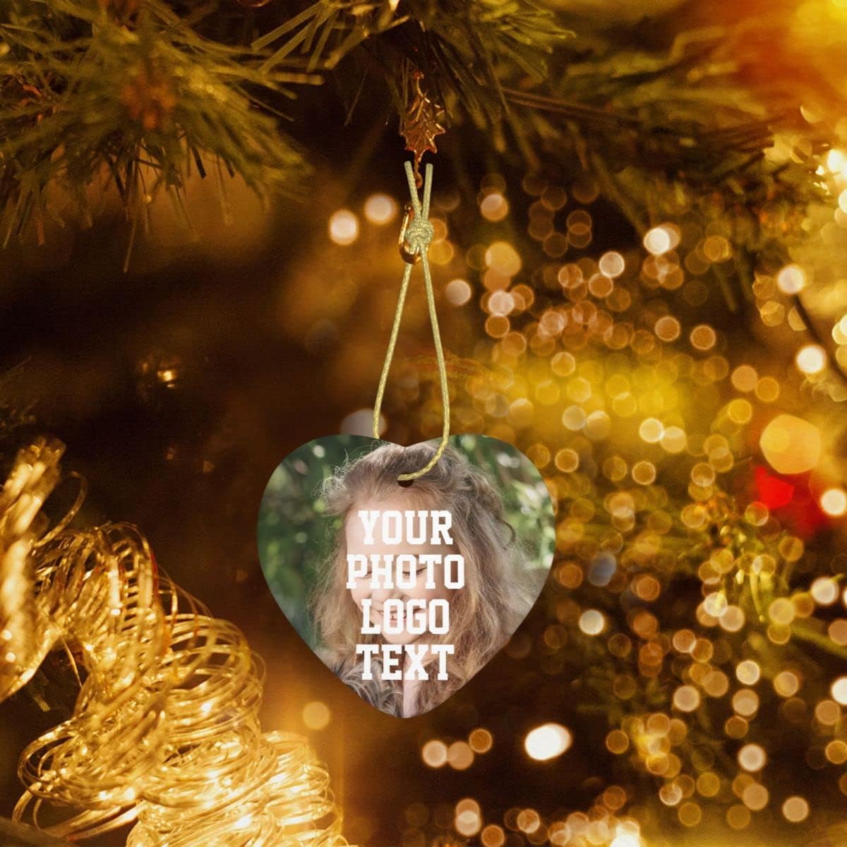 Custom Unique Photo Christmas Ornaments Personalized Family Xmas Tree Ornament with Your Picture and Text 2022 Round Ornament, Decoration Gift (Love)