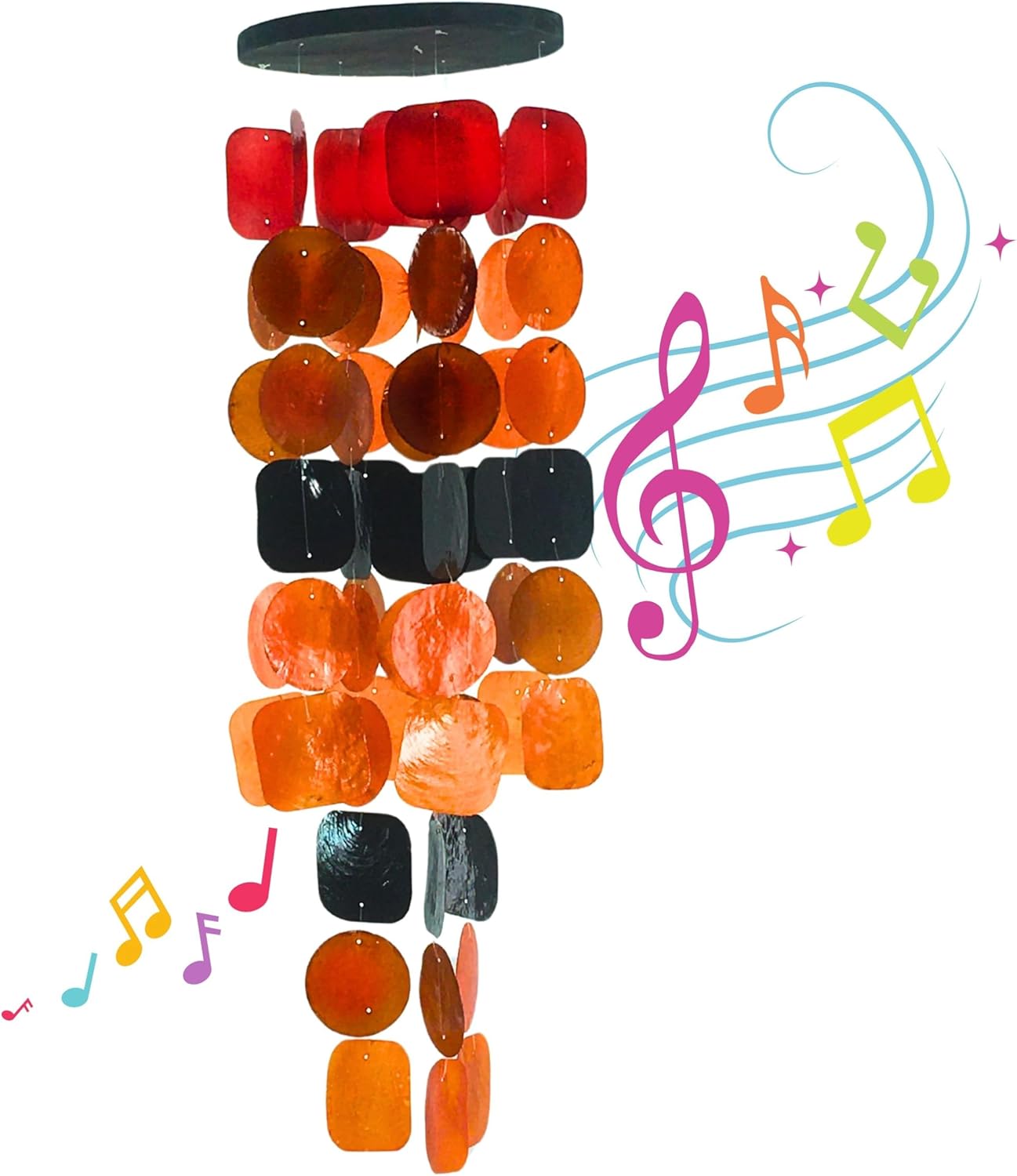 Bellaa 20720 Wind Chimes for Outside Capiz Sea Glass Shells Orange Red Black Outdoor Windchimes Home Garden Patio Yard Lawn Unique Gifts Mom Grandma