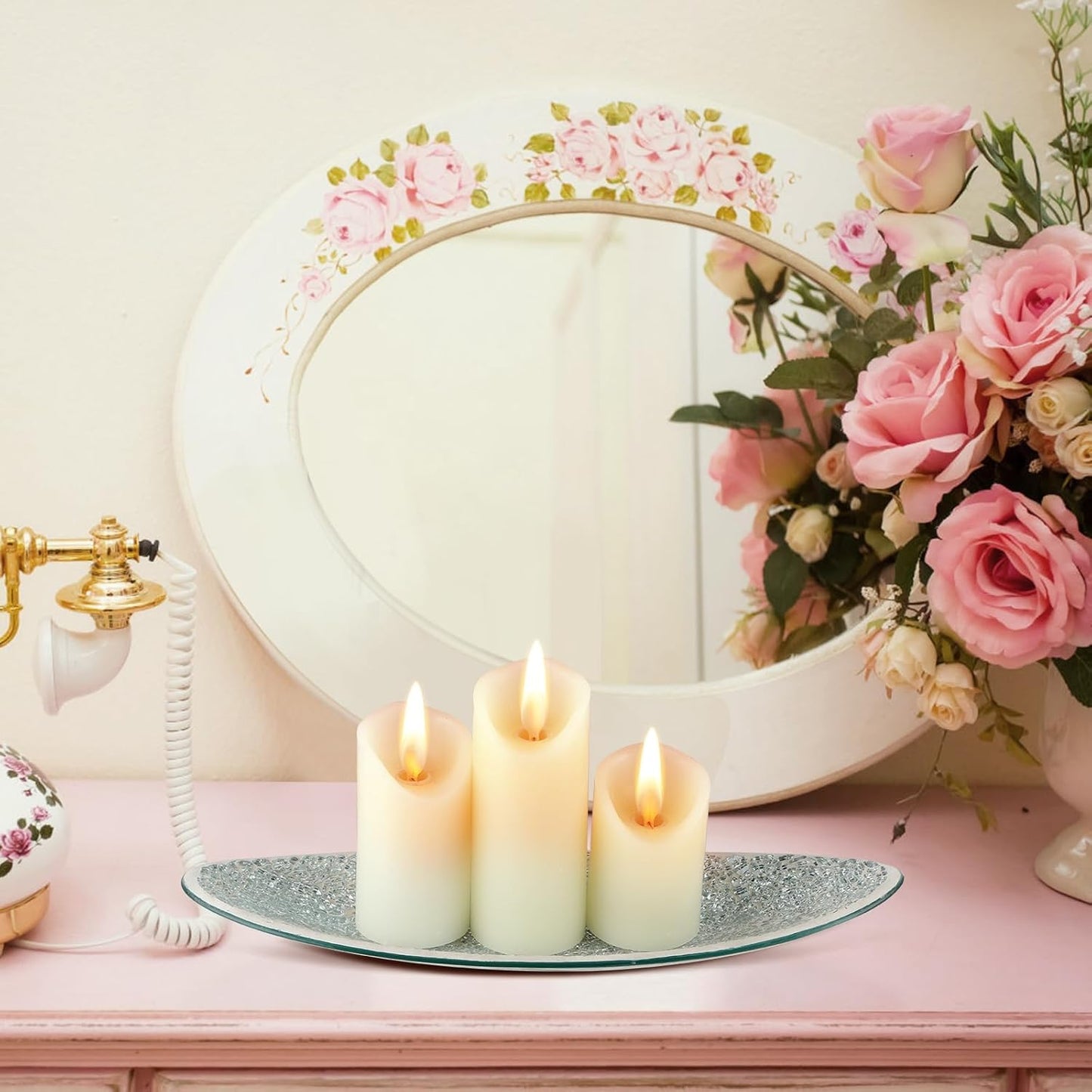 MDLUU Small Glass Mosaic Decorative Silver Boat Shaped Tray, Living Room Table Centerpiece Bowl, Home Decor Accent Plate for Orbs, Candles, Potpourri