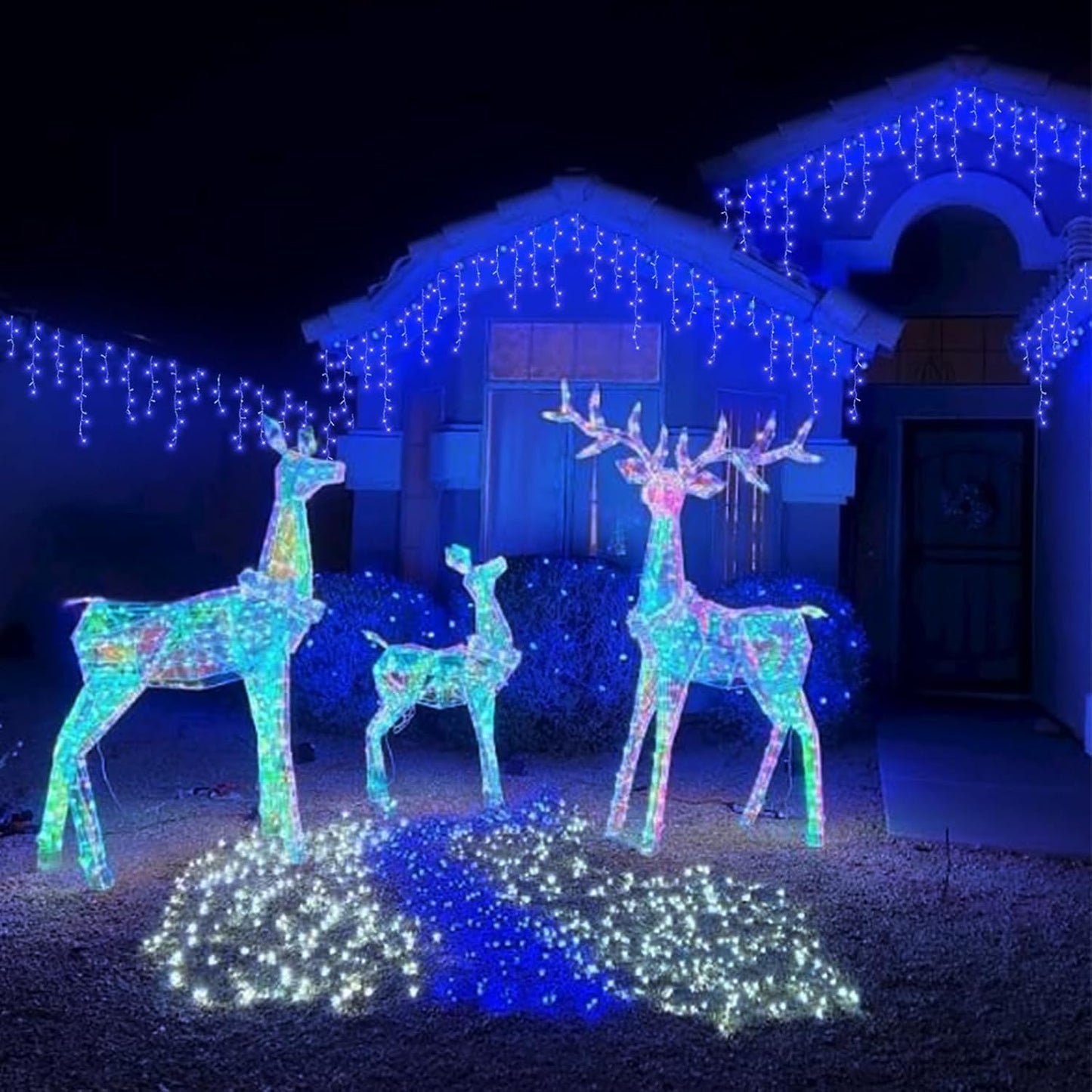 YEGUO 400 LED Blue Icicle Lights Outdoor Waterproof, 33ft 80 Drops Icicle String Lights Connectable, 8 Modes Icicle Christmas Lights with Memory