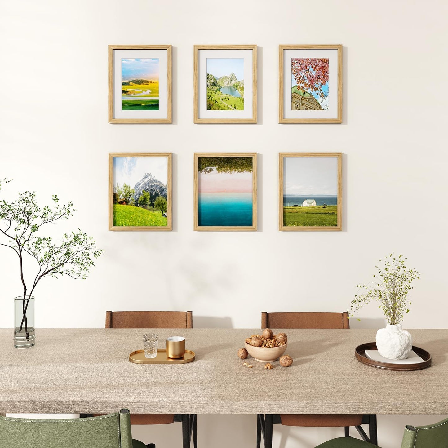 IBUYKE 8x10 Picture Frame,Solid Oak Wood 8x10 Photo Frame with Mat to 5x7,10x8 Picture Frames With Tempered Glass,Tabletop or Wall Mount Display,Home Decor,Natural Oak 8 x 10 Frame,UWPF0810N