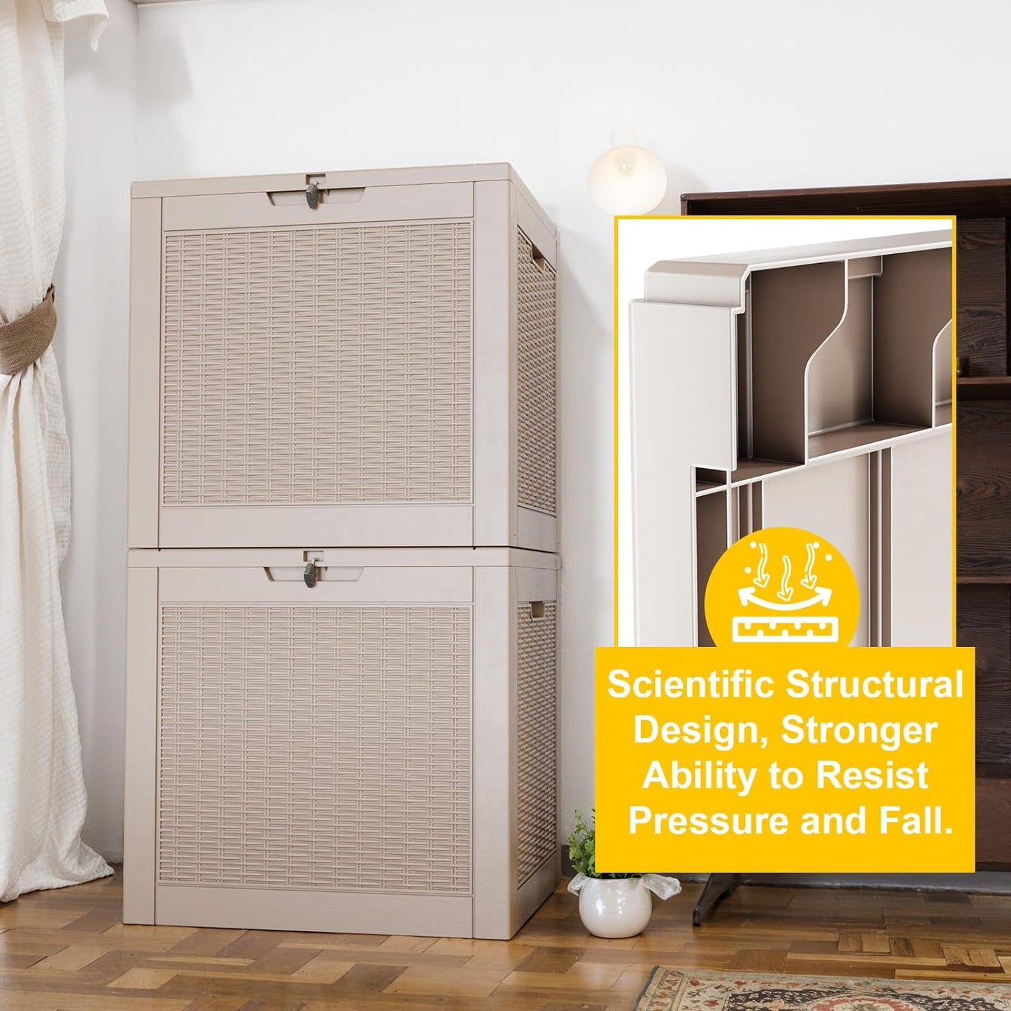 DRATO 31 Gallon Deck Box, Outdoor Storage Box for Patio Cushion, Sports Equipment, Garden Tools, Waterproof Resin Storage Box (Light Brown)