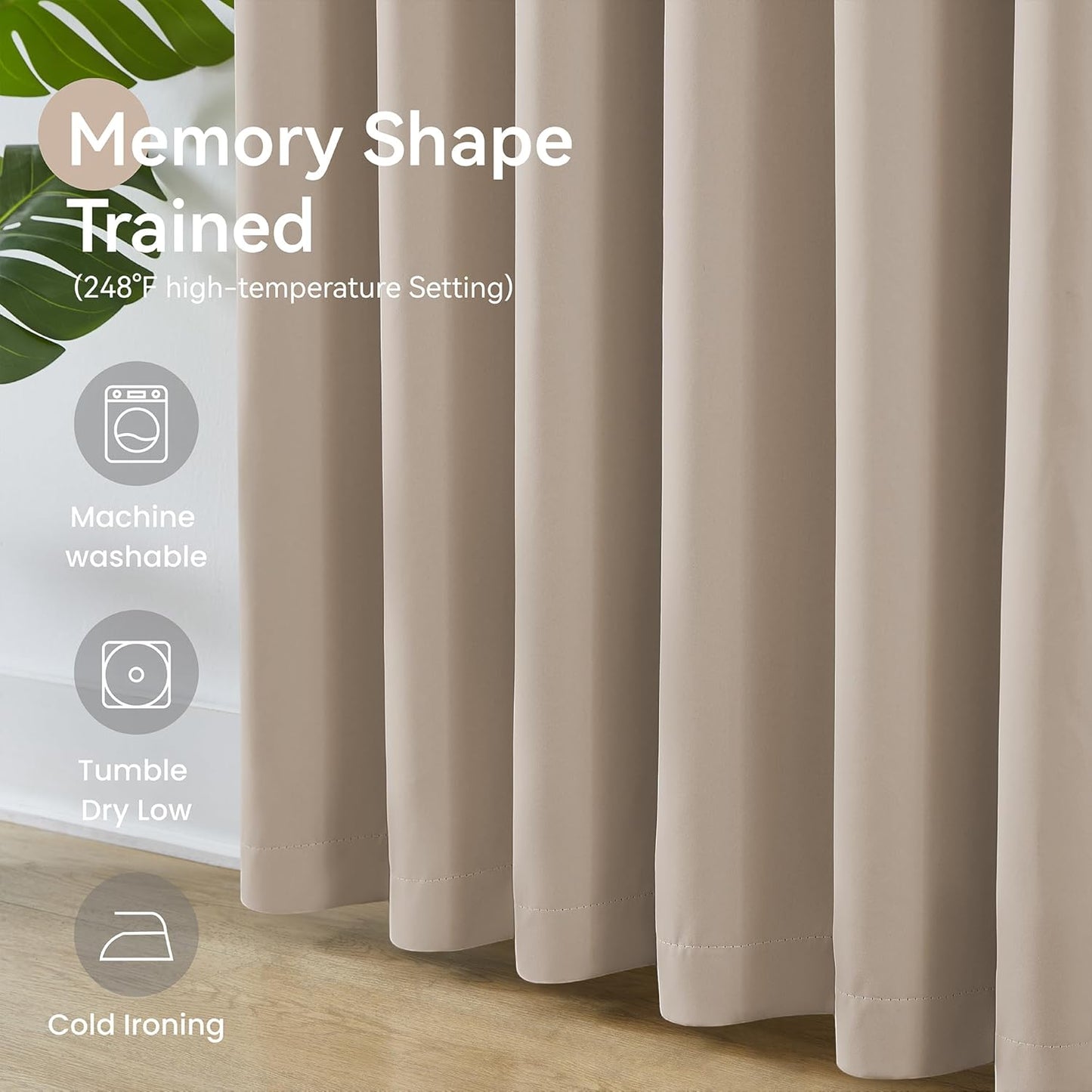 KangBang Taupe Blackout Curtains 95 Inches Long 2 Panels Set, Extra Wide Pinch Pleated Room Darkening Elegant Privacy Window Treatments for Sliding Patio Door with Hooks Track System,60x95 Inch