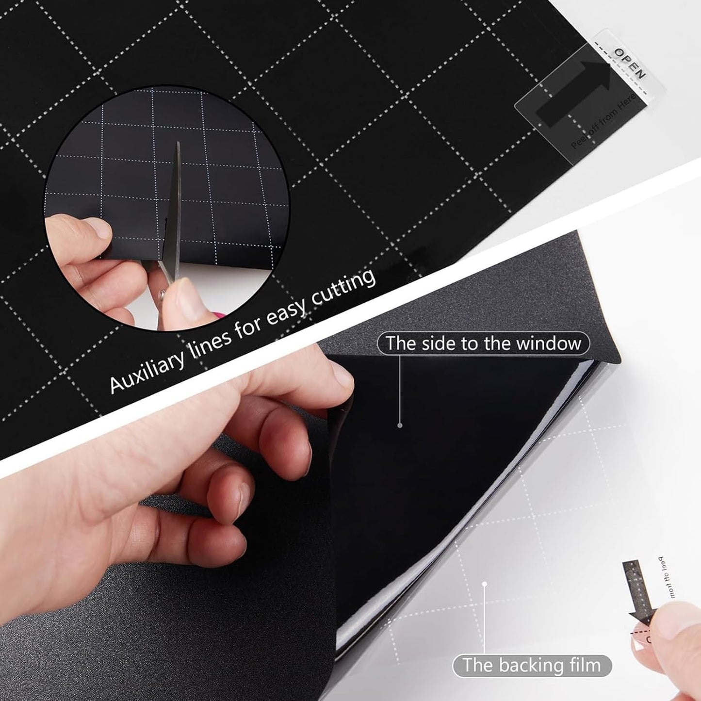 Kromapolis Blackout Window Privacy Film Total Light Blocking Room Darkening Window Covering, Removable Static Cling Frosted Glass Tint, Non-Adhesive, Black 11.8'' x 78.7''