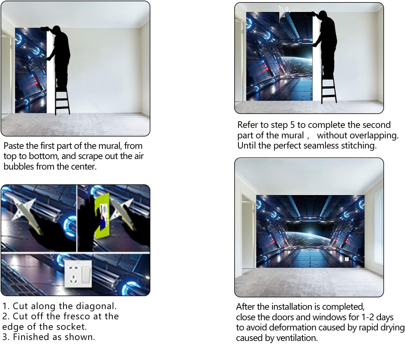 3D Spacecraft Space Wallpaper Bedroom Technology Spaceship Space Capsule murals Office Decor Living Room tv Background Large Wall Mural - 137"x96"(Not Peel and Stick)