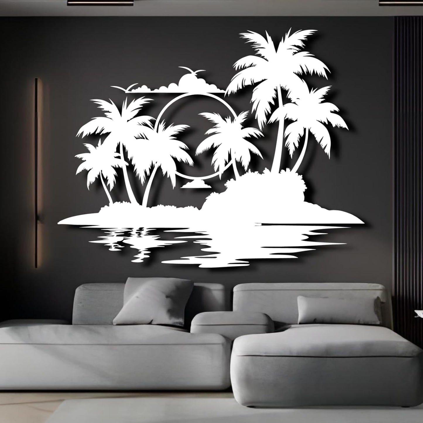 Lunwall Palm Tree Metal Wall Art, Tropical Metal Palm Tree Wall Decor, Beach Wall Art, 35 L" x 28 W" / 90 x 70 cm