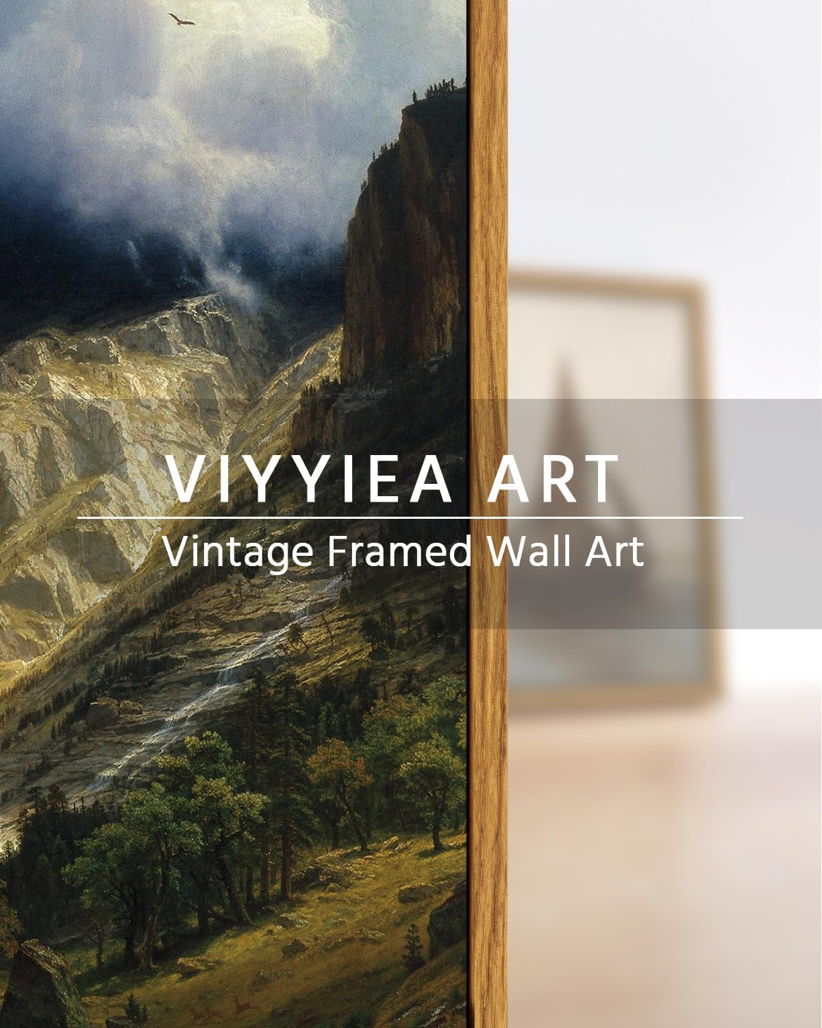 VIYYIEA Framed Canvas Wall Art Home Decor Landscape Wall Art for Living Room Vintage Natural Oil Painting Picture Beautiful Scenery Office Decor Bedroom Wall Decor -Rocky Mountain 9x11in