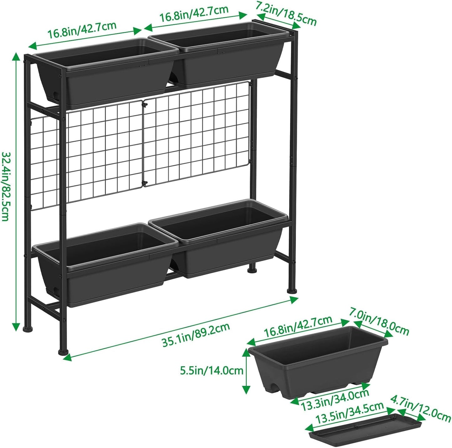 Raised Garden Beds with Legs Elevated Garden Planter Boxes with Trellis Raised Flower Boxes Patio Balcony Herb Garden Planter Beds Outdoor for Flowers Vegetables, Gray