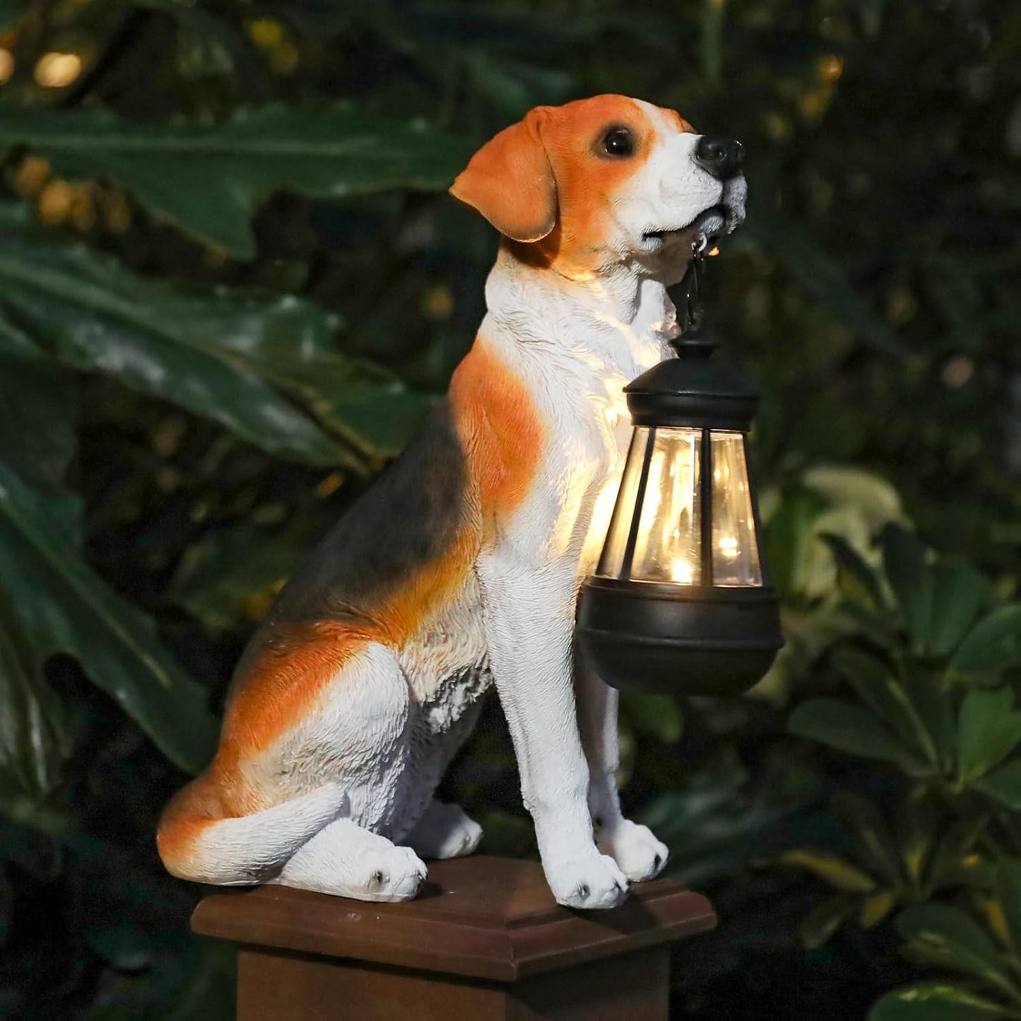 Solar Dog Statue Outdoor Decor - Beagle Dog Statue With Solar Lights for Patio, Lawn & Garden, Housewarming Gift