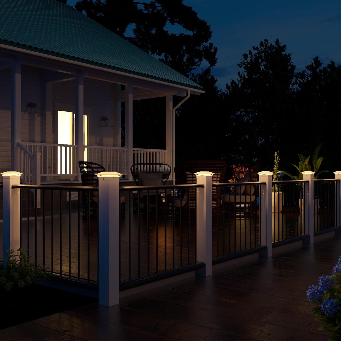 VOLISUN Solar Post Cap Light Outdoor Waterproof 16pack,Solar Fence - Post Lights for 4x4 5x5 6x6 Wooden/Vinyl Post,White Deck Cap Light Solar Powered with Warm White for Garden/Patio/Porch