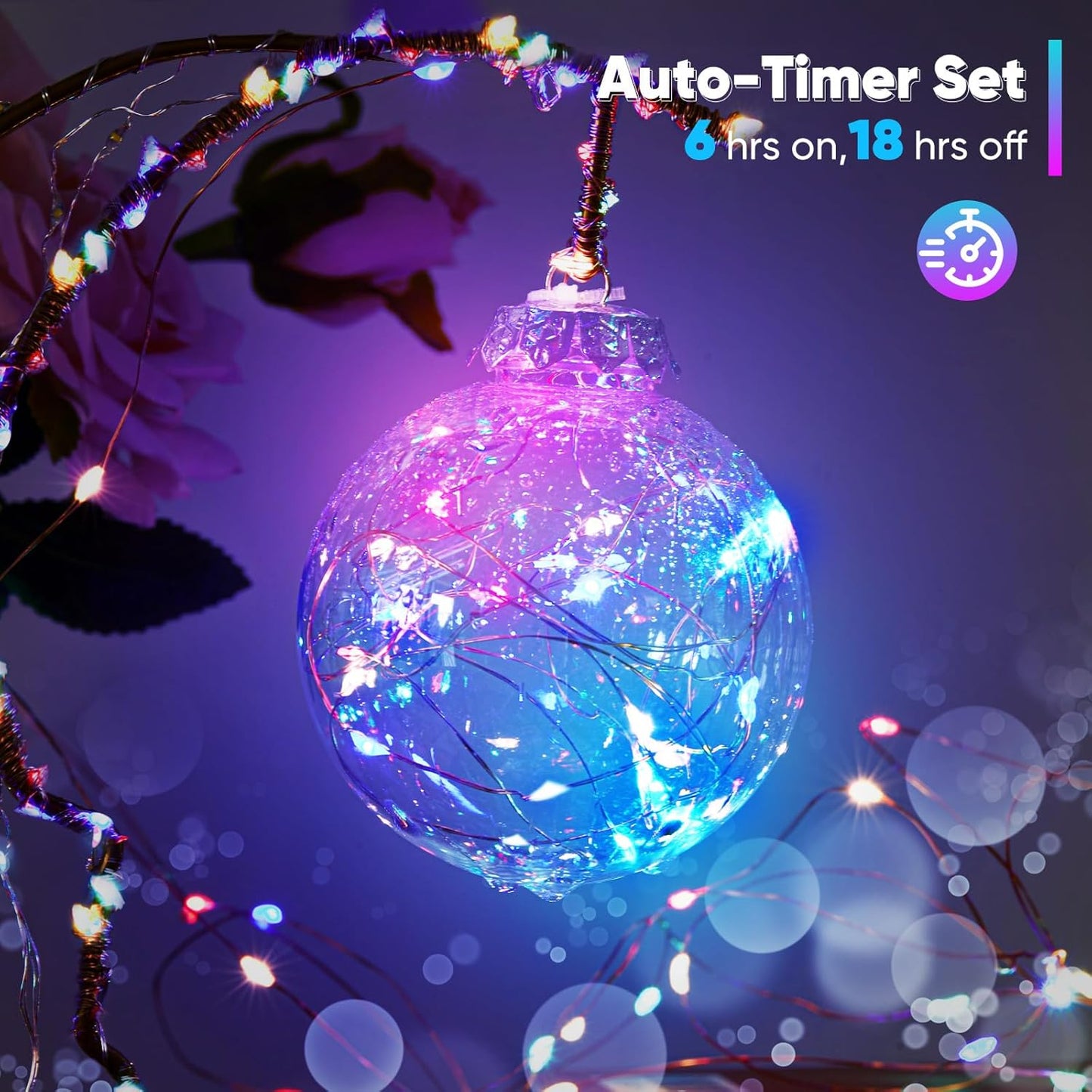 4 Pack 16.4 Ft. Battery Operated Outdoor String Lights with Remote & Timer, LED Multi Color Fairy Lights, Waterproof Twinkle Lights for Bedroom, Dorm, Mason Jar, Wedding, Party, Christmas