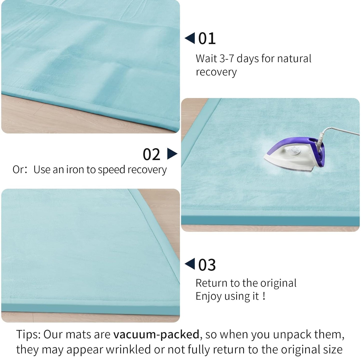 ACOMOPACK Baby Play Mat for Floor 1.3" Thick Memory Foam Play Mat 59"×71" Tummy Time Crawling with Non-Slip Bottom for Living Room,Nursery,Soft Velvet Playpen Mats for Kids,Infants(Light Blue)