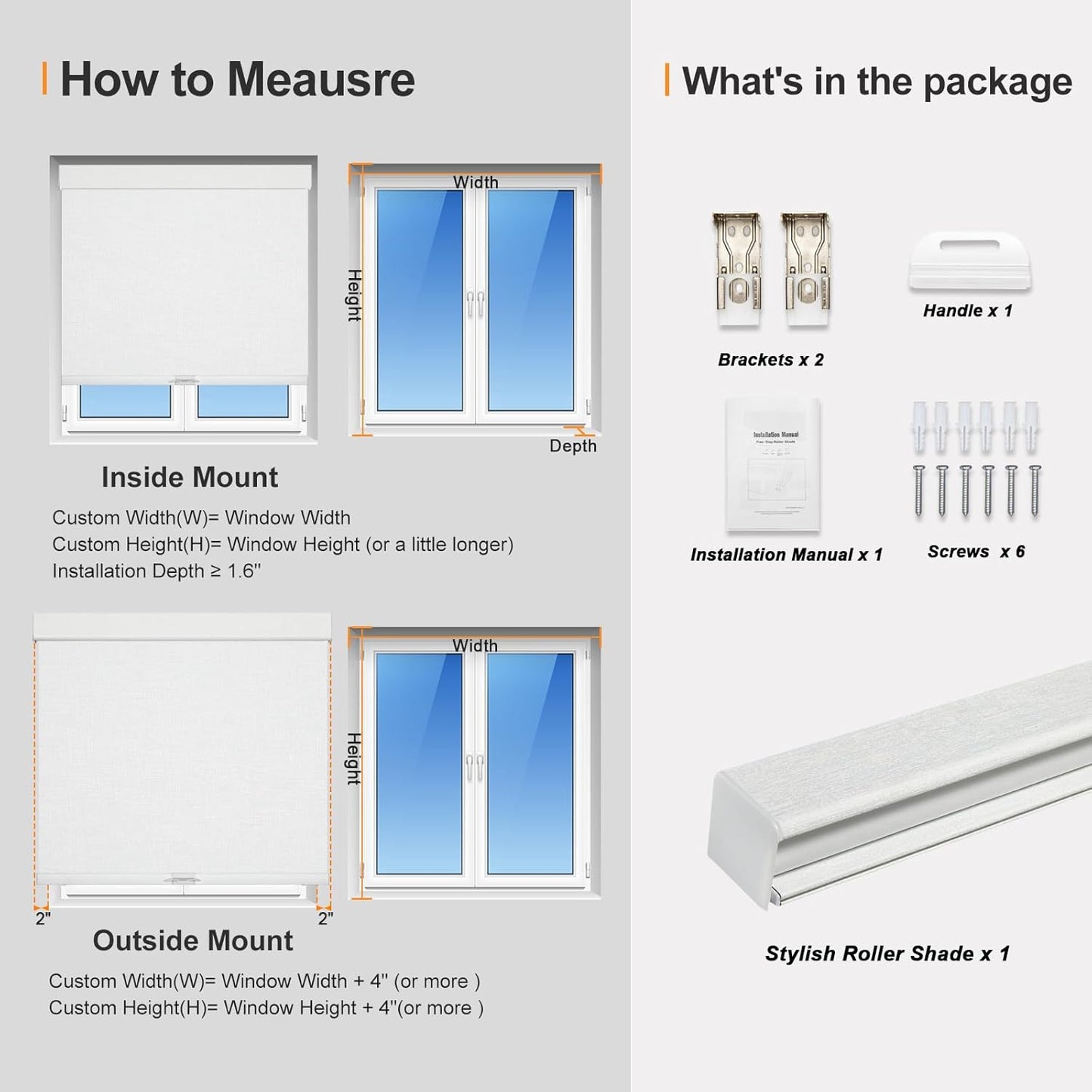 Persilux Blackout Roller Shades & Blinds Windows Shades Free-Stop Blackout Blinds with Jacquard Fabric,Cordless Blinds Pull Down Shades for Home, Easy to Install for Door/Office, White(82.5"W x 48"H)
