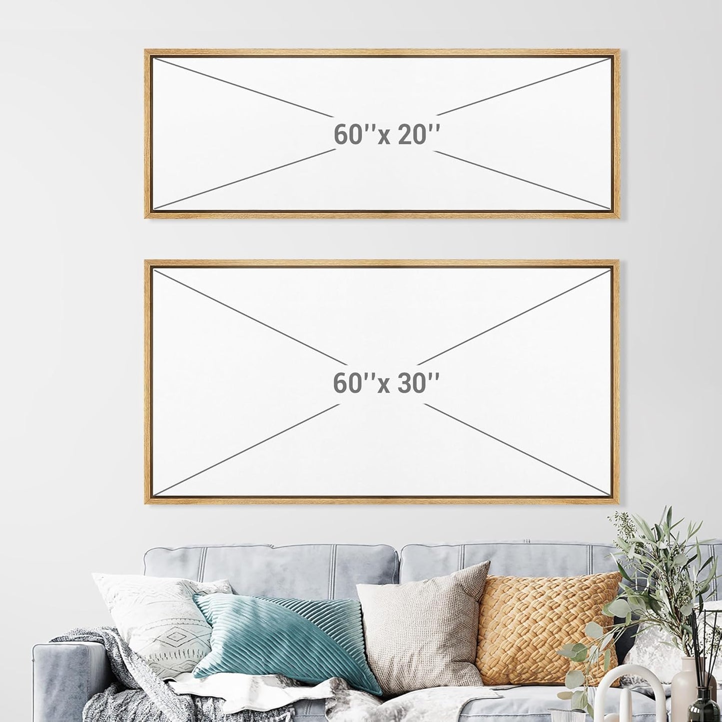 MUDECOR Extra Large Framed Canvas Print Wall Art Modern Line Art People Abstract Illustrations Decorative Colorful Multicolor for Bedroom - 60"x30"