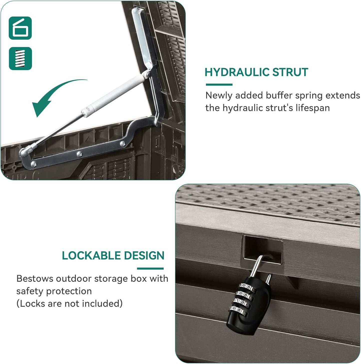 YITAHOME 100 Gallon Outdoor Storage Box, Large Water Resistant Resin Deck Box, Indoor Outdoor Lockable Storage Container for Patio, Garden, Cushions, Tools, Equipment (Taupe)