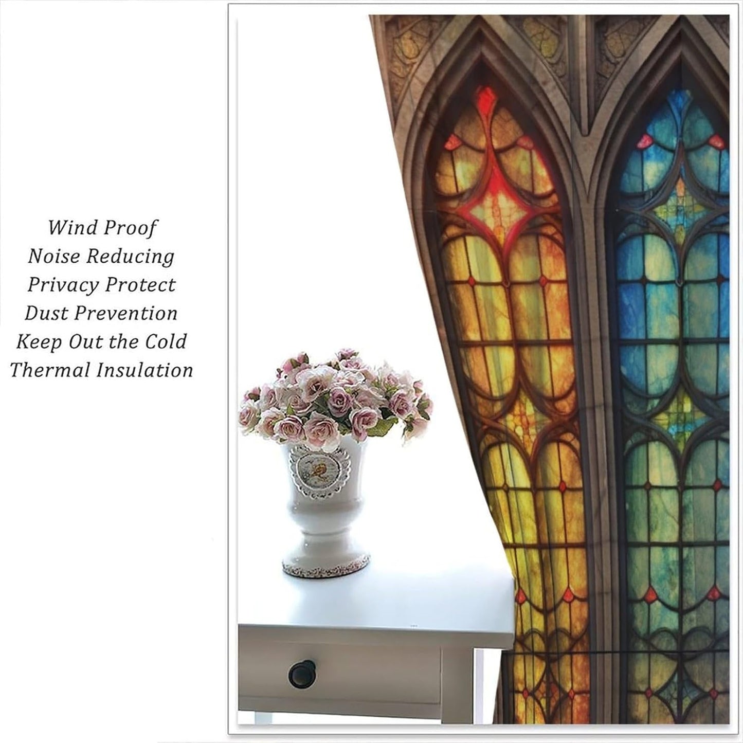 Stained Glass Curtains,Mid Century Vintage Style Abstract Art Home Decor Drapes for Bedroom Living Room Kitchen Window Treatment 2 Panels Set Total Size 63" W X 72" L Inch