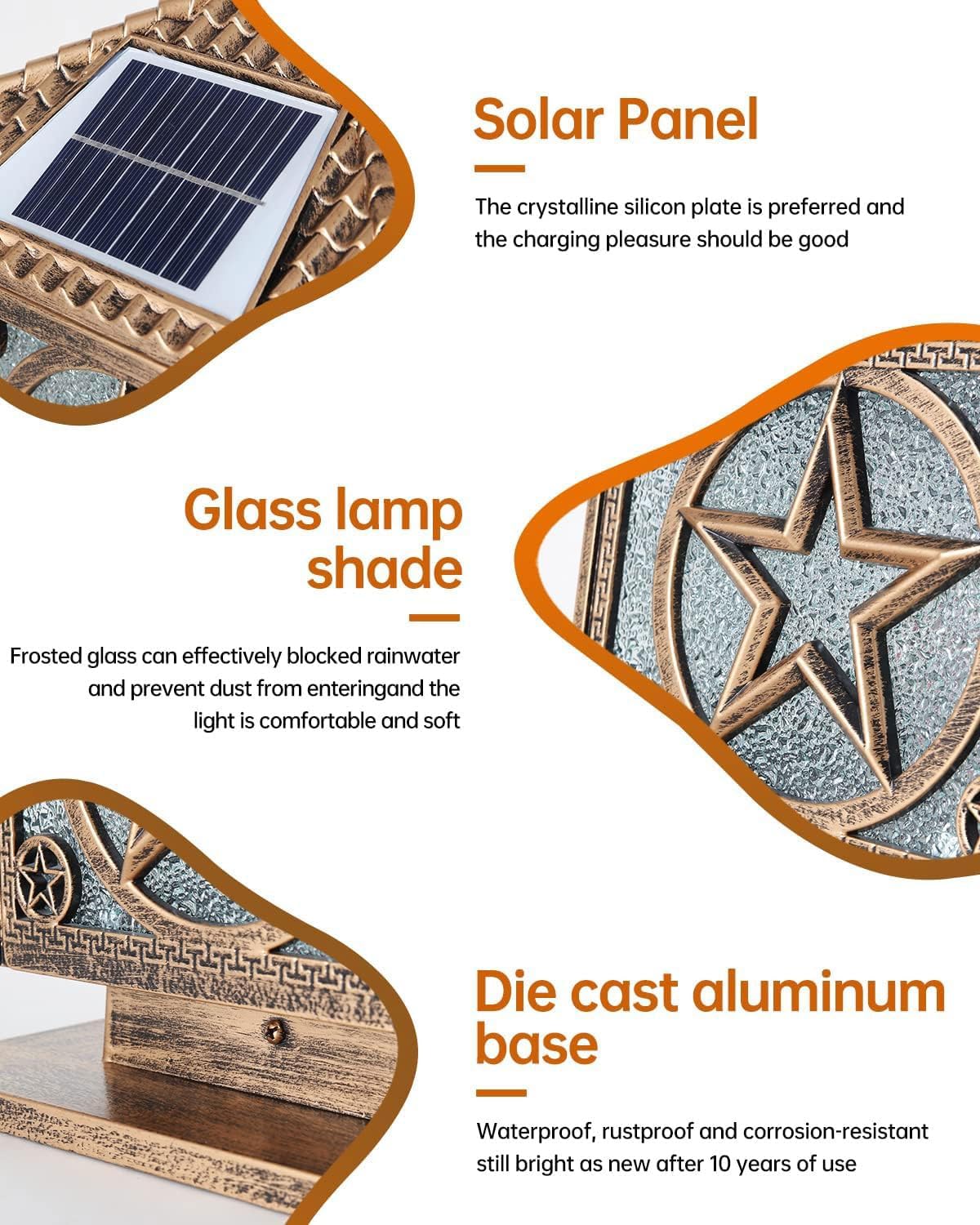 SLAWA Outdoor Solar Post Cap Light 9.8In Bronze Column Lights Square Waterproof Landscape Lighting with Remote Pillar Lamps Fence Deck Cap Light Solar Power Lantern Porch Mailbox Lawn Porch Fixture