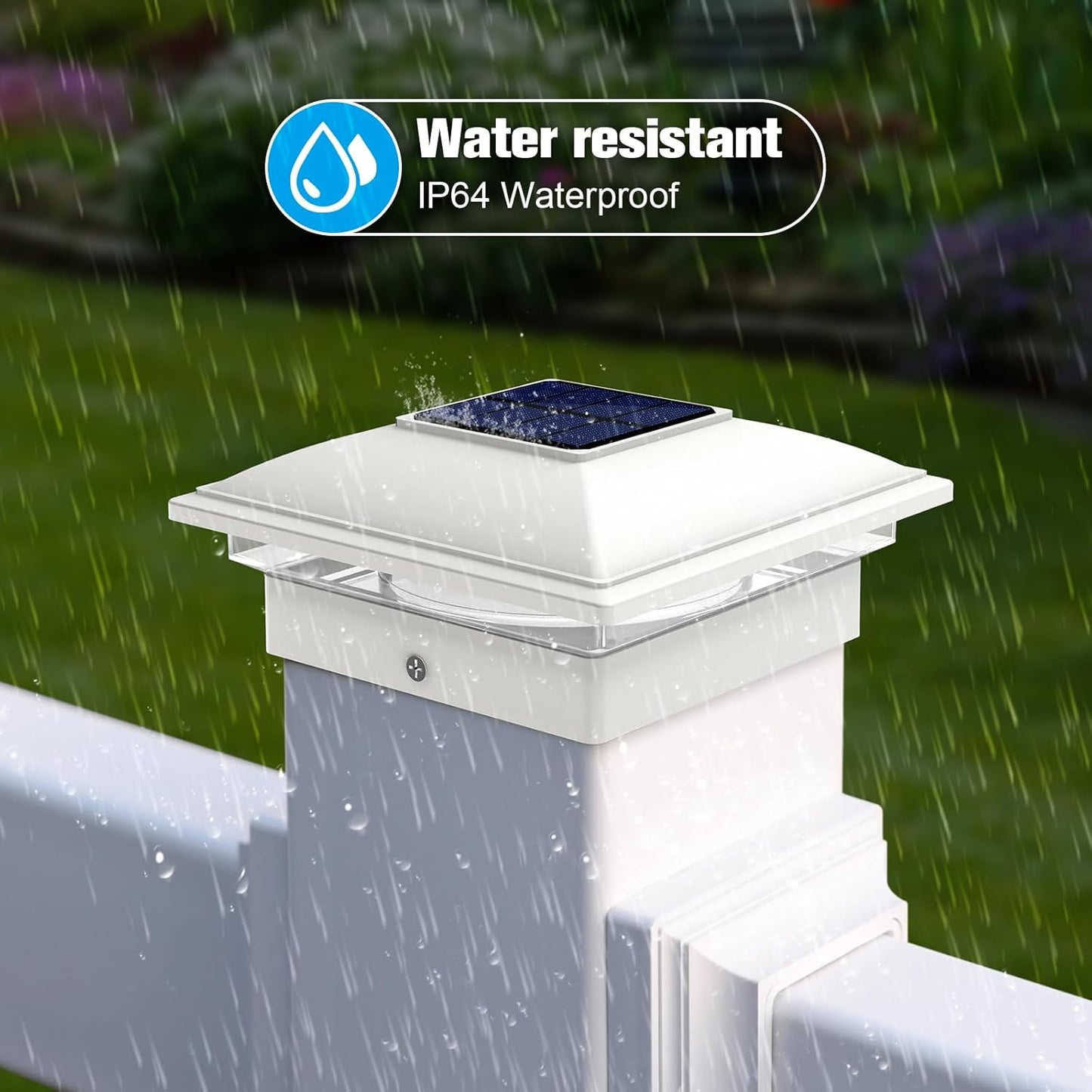 VOLISUN Solar Post Cap Light Outdoor Waterproof 6pack,Solar Fence - Post Lights for 4x4 5x5 6x6 Wooden/Vinyl Post,White Deck Post Cap Light Solar Powered with Warm White for Garden/Patio/Porch