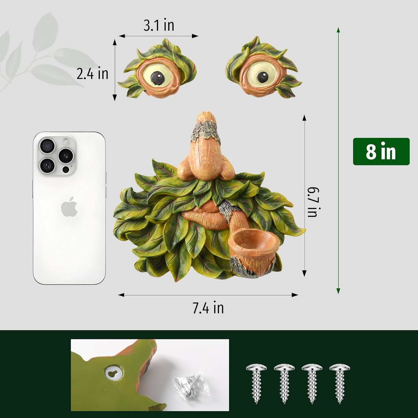 Tree Face Decor Outdoor,Whimsical Outdoor Art with Bird Feeder,Tree Hugger Bark Ghost Face Decoration Funny Yard Art,Garden Creative Decoration (8 INCH)