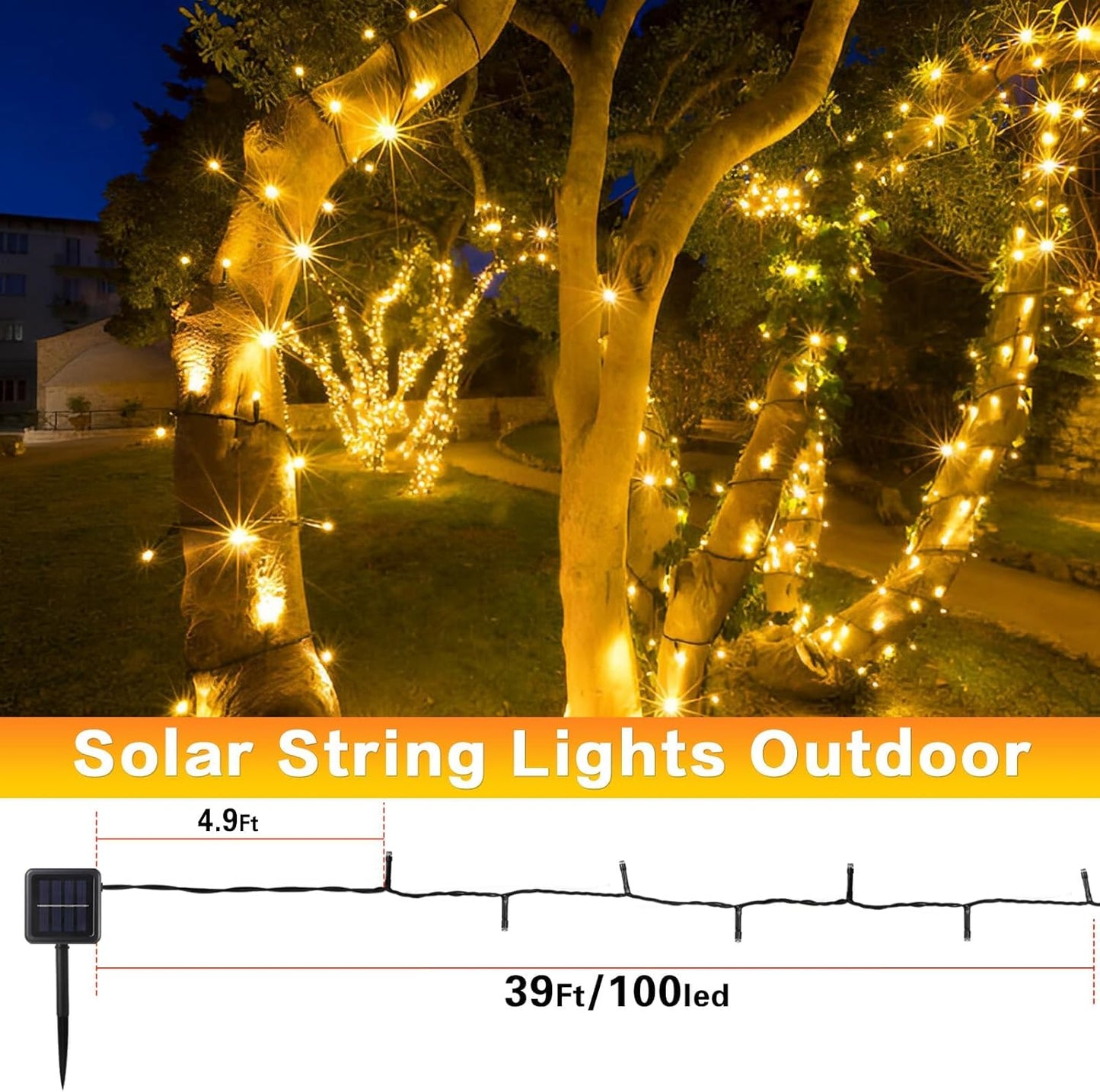6 Pack Solar String Lights Outdoor, 600 LED Extra-Long 236Ft Solar Lights Outdoor with 8 Lighting Modes, IP65 Waterproof for Garden, Patio, Xmas, Balcony, Tree, Wedding, Party Decor (Warm)