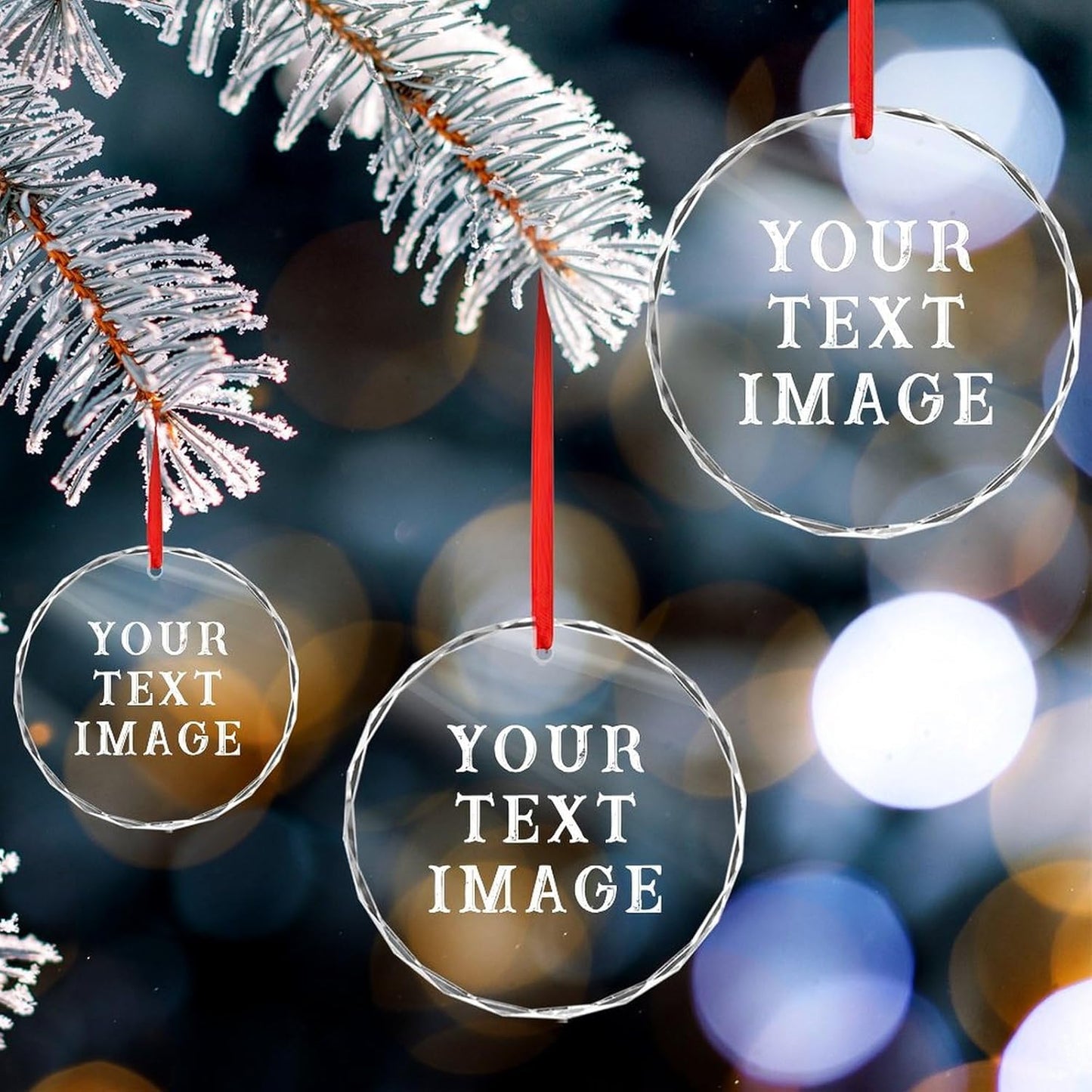 Personalized Christmas Ornaments - Custom Picture & Text Ornaments for Christmas 2024, Baby's 1st Christmas Ornament with Picture for Xmas Tree Custom Gifts for Family, Mom, Dad, Friend (Glass)