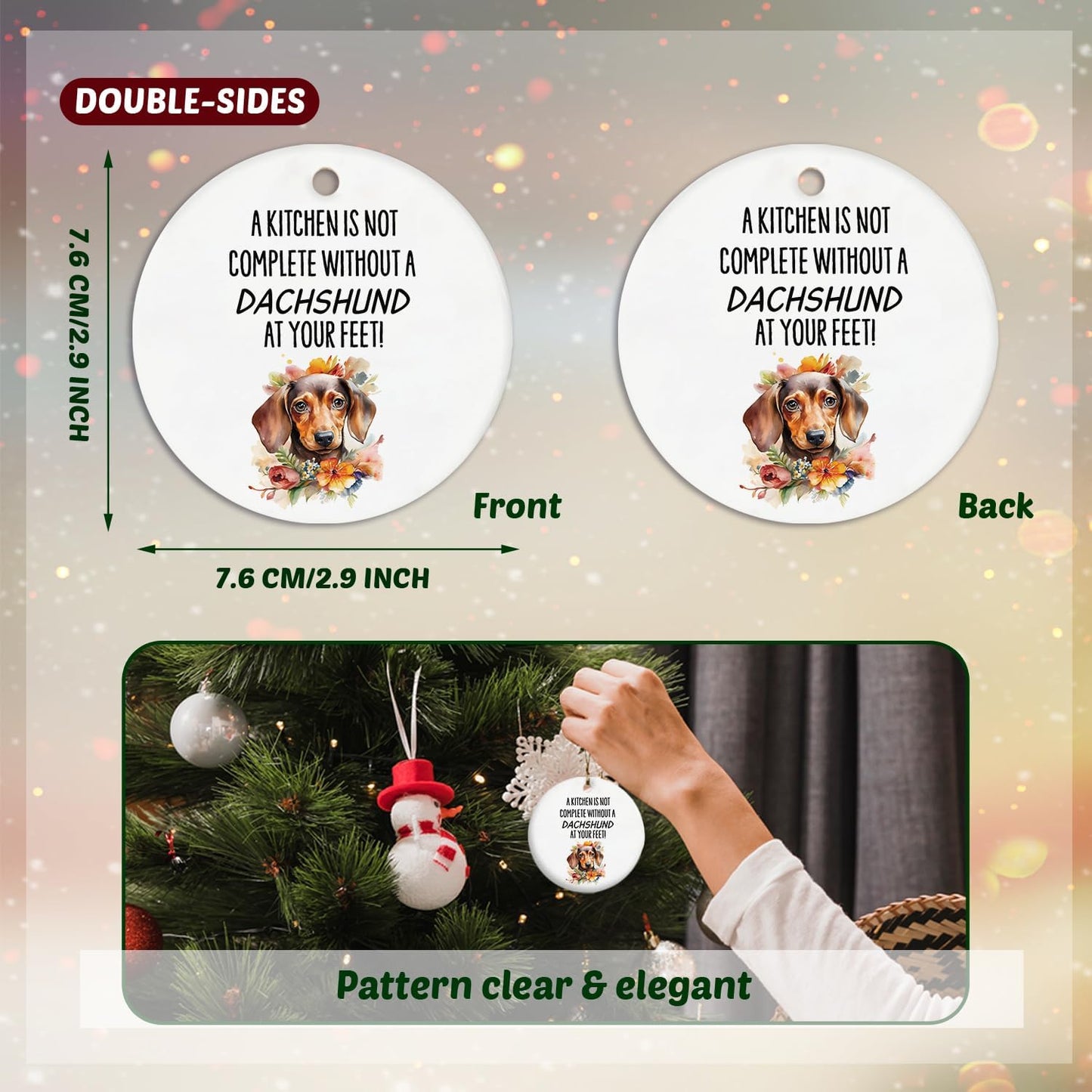 Dachshund Ornaments, Dachshund Ornaments for Christmas Tree, Dachshund Gifts for Women, Doxie Gifts, Weiner Dog Gifts, Dachshund Ceramic Ornaments, Dachshund Decorative Hanging Ornament